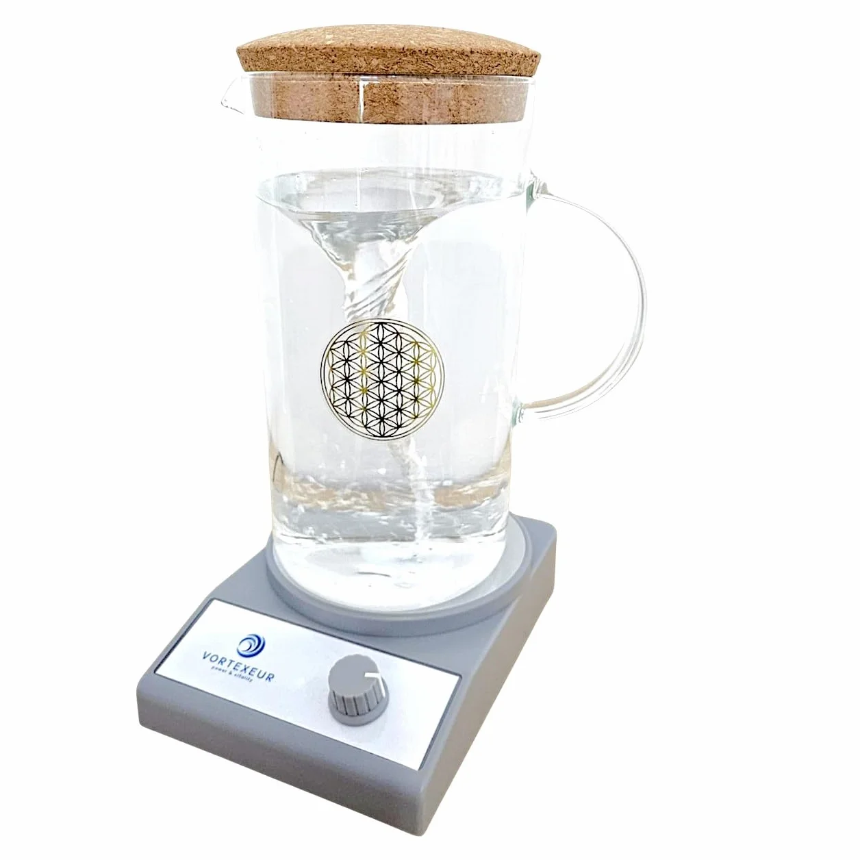 Carafe Vortex Dynamisante – Dynamiseur Vortex Eau – Carafe Design 1,5 L – testeur de tension induite – Technologie innovante Vortex