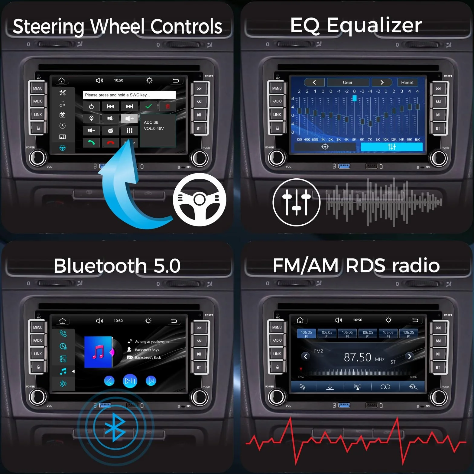 Radio samochodowe Plug & Play kompatybilne z VW Golf 5 6 Passat Jetta Polo RCD330 z CarPlay Android Auto bezprzewodowe Bluetooth radio FM