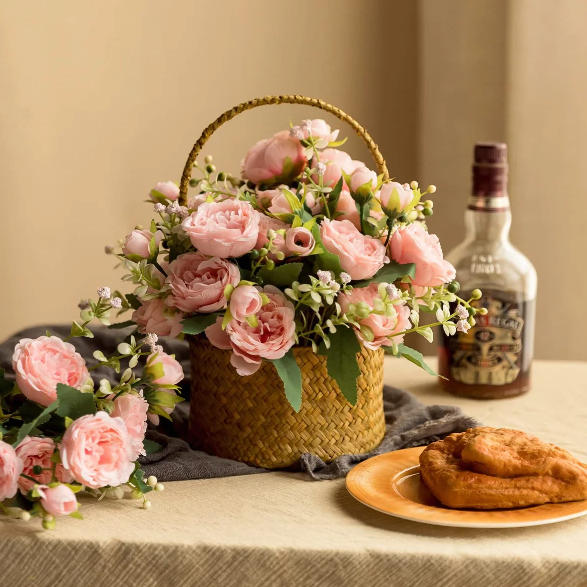 Floweroyal 4 Bouquets Pivoines Artificielles en Soie pour Mariage Décoration de Table