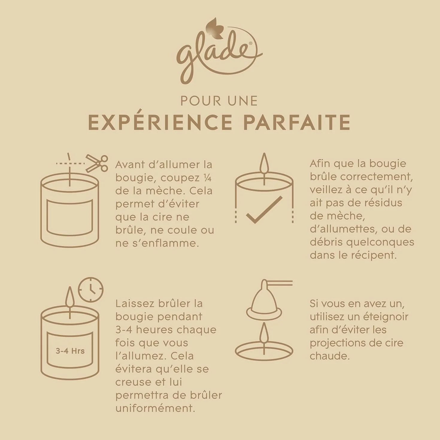 Glade Bougie Vegan Parfum Infusé Huiles Essentielles Romantic Vanilla Blossom 1 Bougie