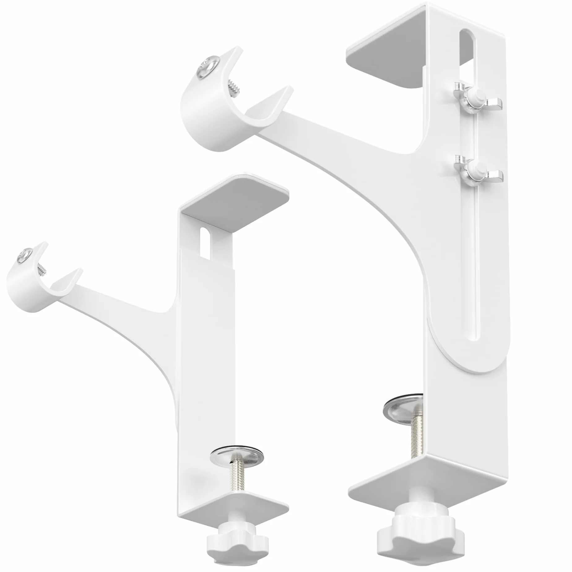 Support Tringle Rideaux sans Percage Accroche Rideau sans Perçage Hauteur 14-25 cm Blanc Pack de 2