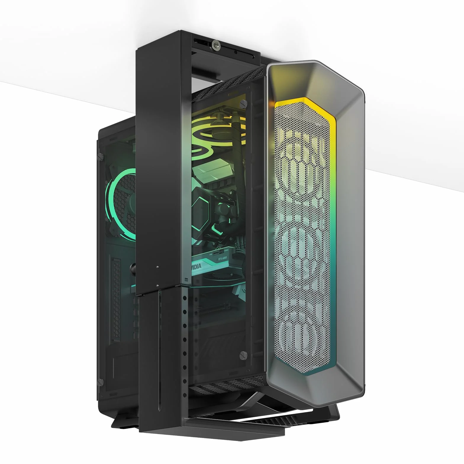 Uchwyt na PC Pod Biurko Regulowany Wysokość i Szerokość, Uchwyt na Obudowę Komputera Mid i Full Tower, Uchwyt Komputerowy 38–67 cm Wysokość, 21–33 cm Szerokość, do 25 kg