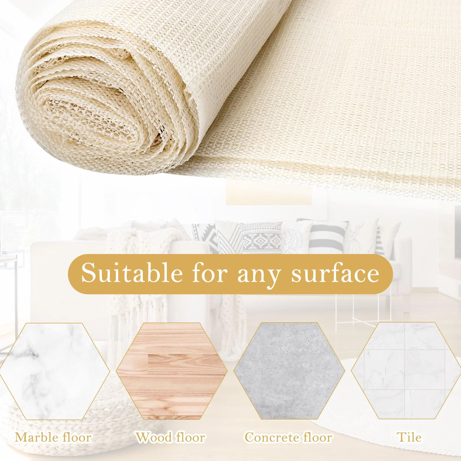 Tapis Anti-Dérapant 150 x 200 cm, Sous-Tapis Antidérapant pour Parquet