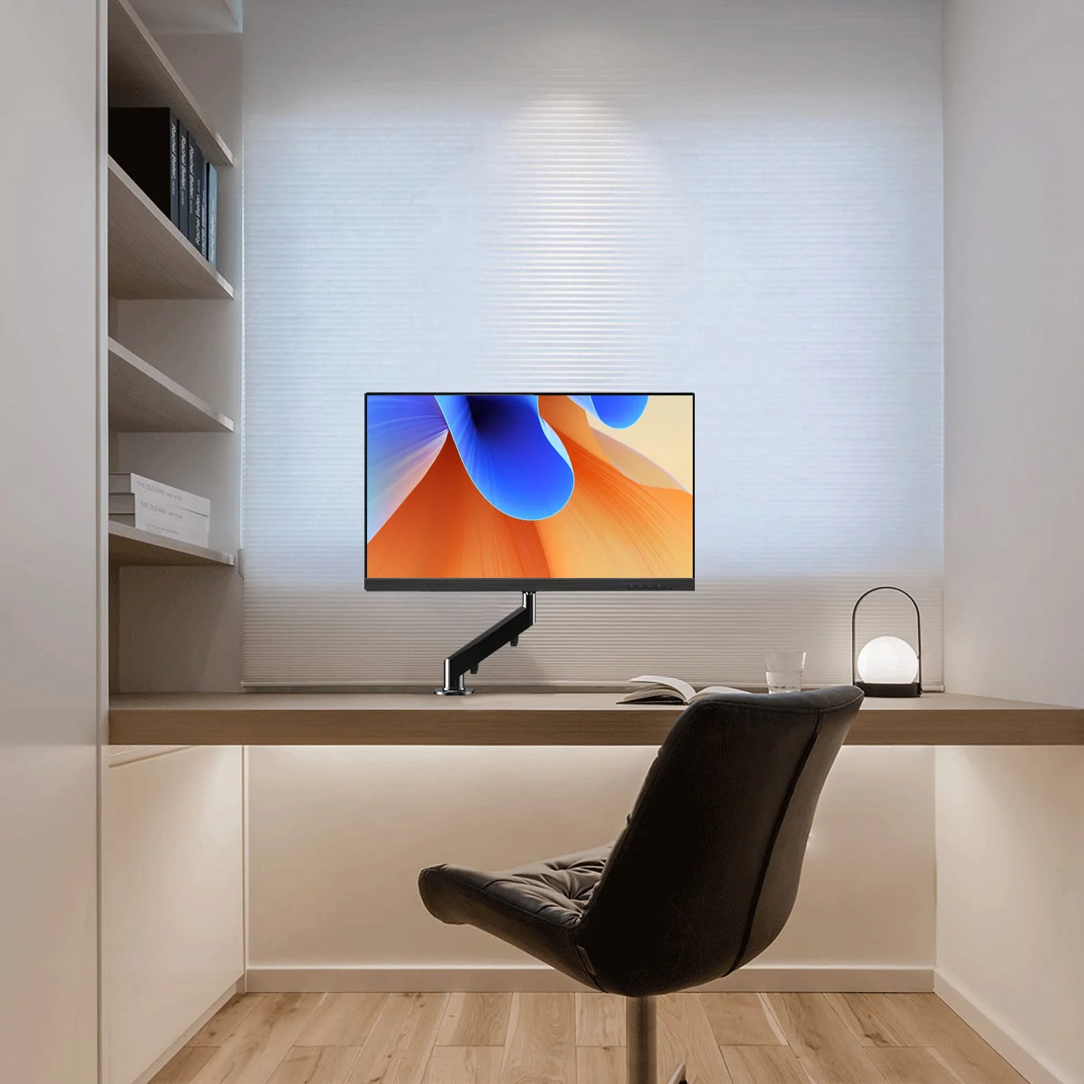 Pholiten Bras Ecran PC pour écran LCD LED 13-27", Support VESA 75x75/100x100mm, Rotatif 360°, Réglable en Hauteur