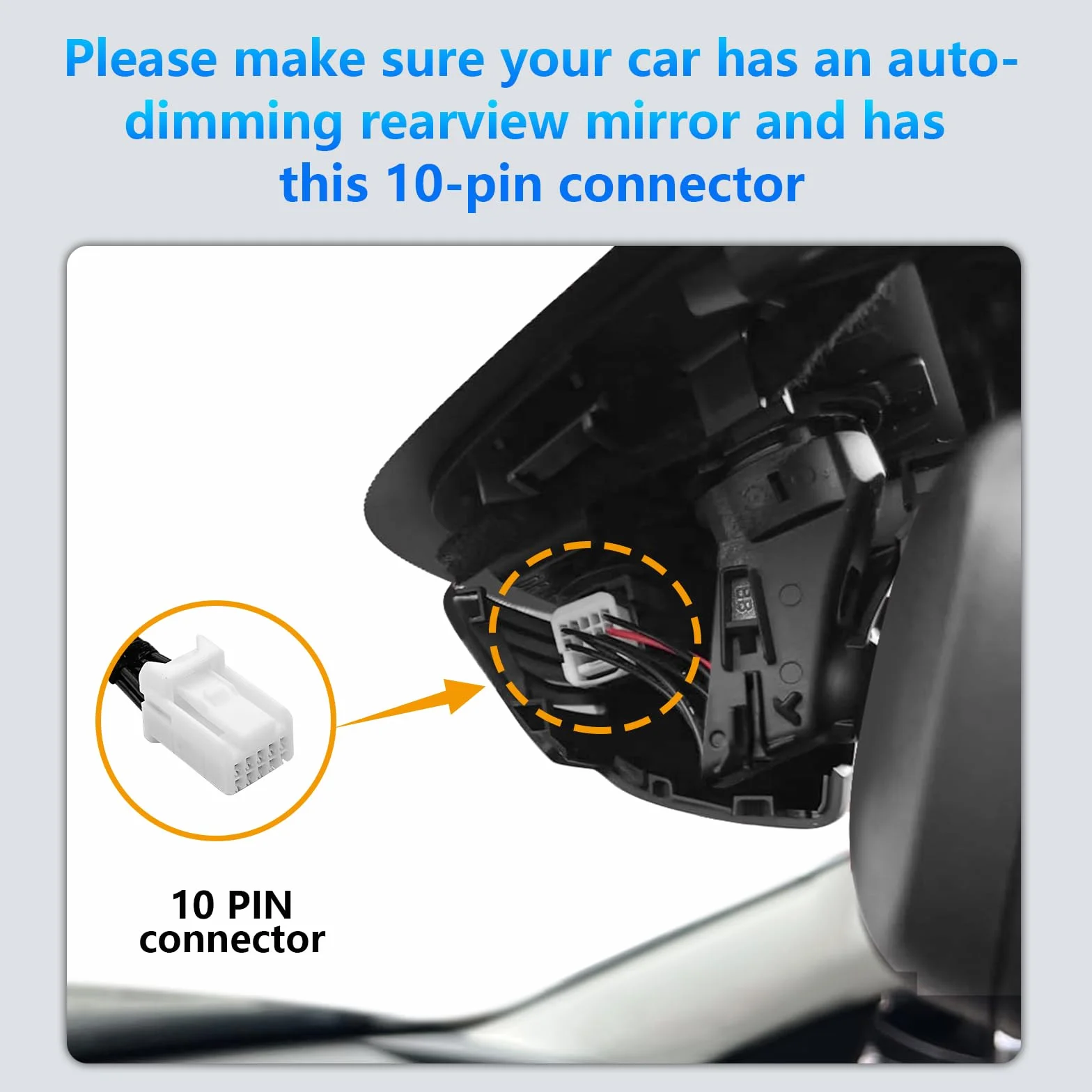 Dashcam Power Adapter 10 Pin (Model A) Custom for Mazda, 6 CX3 CX5 CX5 CX9 CX30 CX50 MX30 and More with Auto-dimming Rearview Mirror, Easy to Install