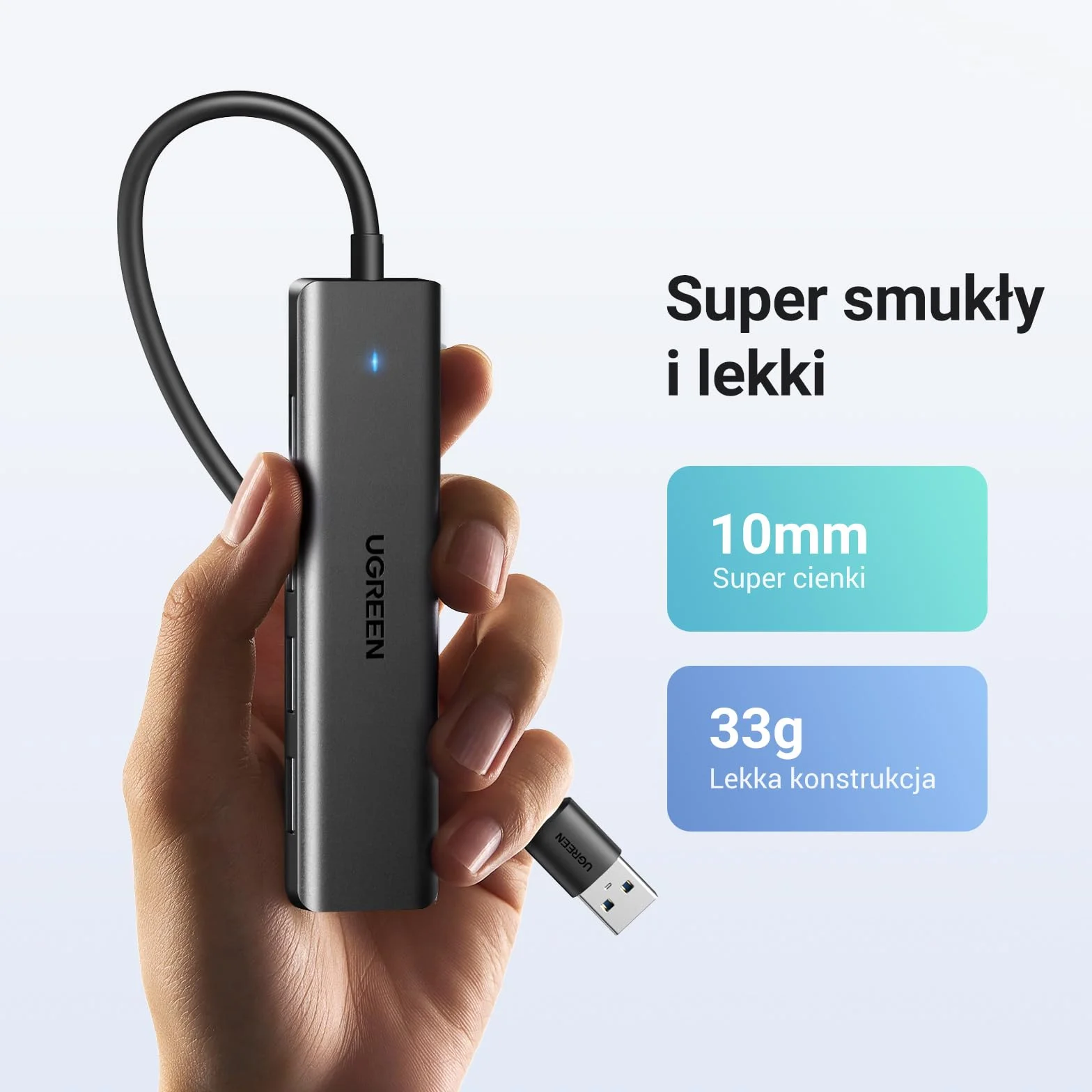UGREEN Hub 3.0 Rozgałęźnik 5 Gbps Dystrybutor Do MacBooka, Maca Mini, iMaca, Surface Pro, XPS, Thinkpada, Dysków Flash, Mobilnego Dysku Twardego, Komputera Stacjonarnego i Innych (15cm)