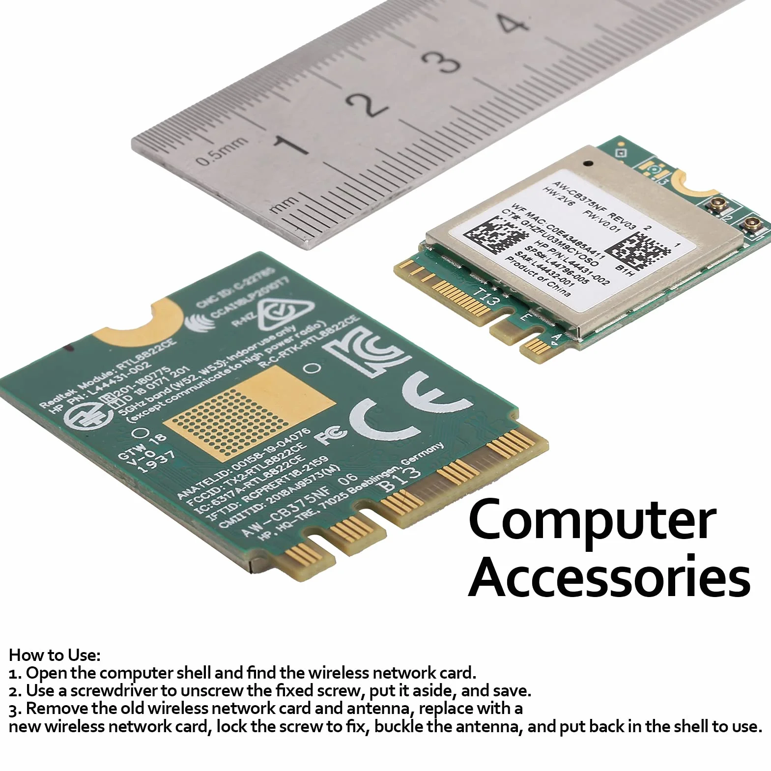 Karta Sieci Bezprzewodowej na PC, moduł WiFi Akcesoria Komputerowe 2.4/5.0GHz Bluetooth 5.0 M.2 NGFF Karta Sieci Bezprzewodowej 802.11a/b/g/n/ac RTL8822CE