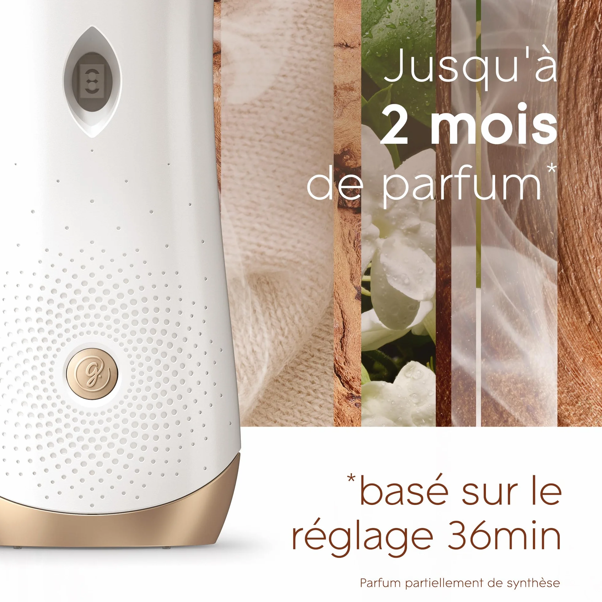 Glade Automatic Spray Diffuseur Infusé Aux Huiles Essentielles Sensual Sandalwood et Jasmine 1 Diffuseur et 1 Recharge