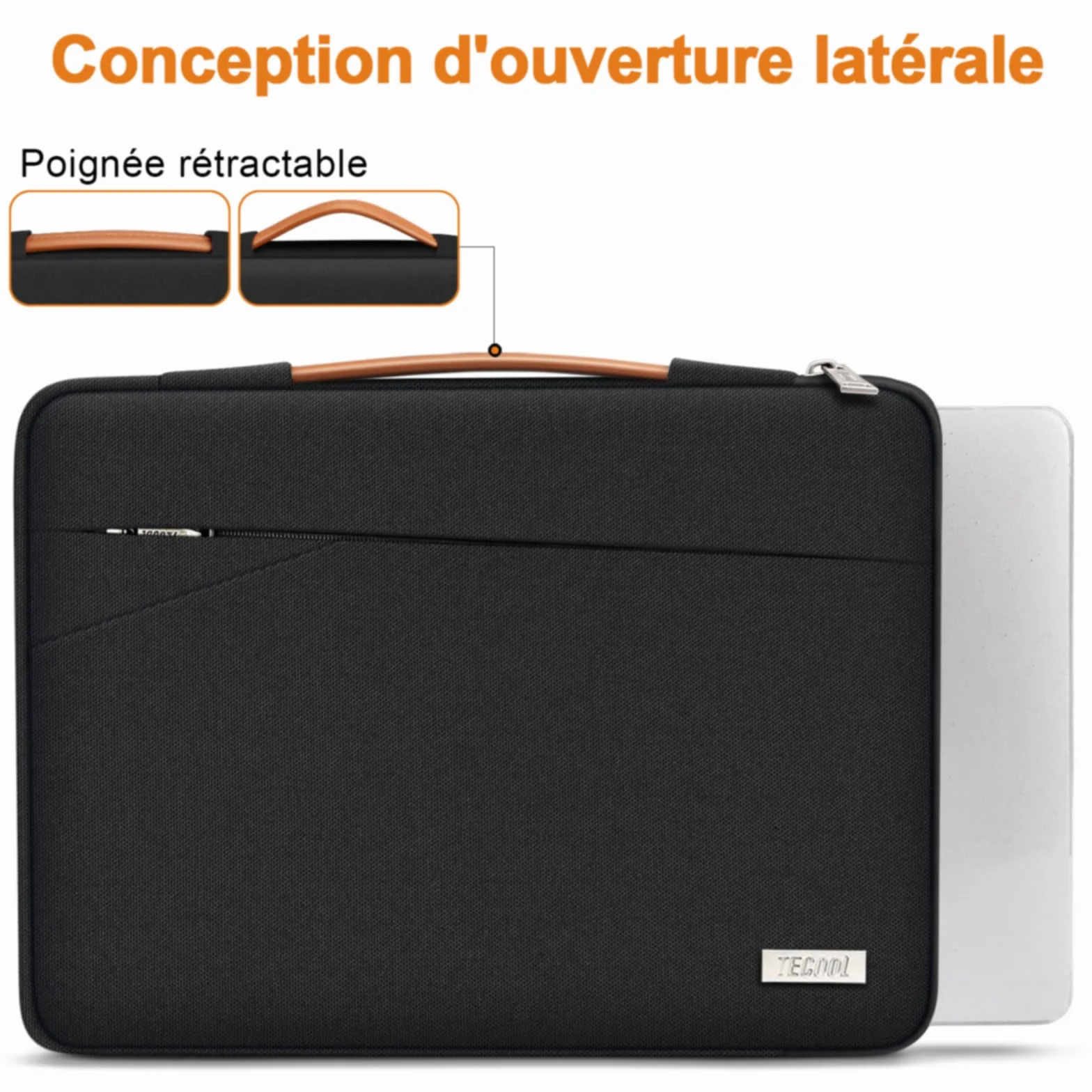 TECOOL Housse Ordinateur Portable 15,6 Pouces Antichoc Imperméable Sacoche Protection Noir