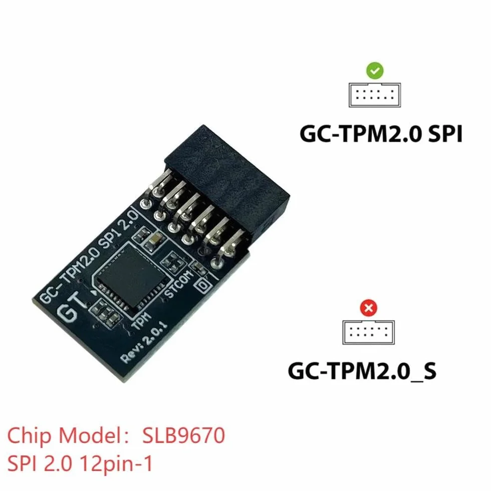 Module TPM 2.0 SPI 12 Broches Infineon SLB9670 pour Gigabyte Motherboard Z790