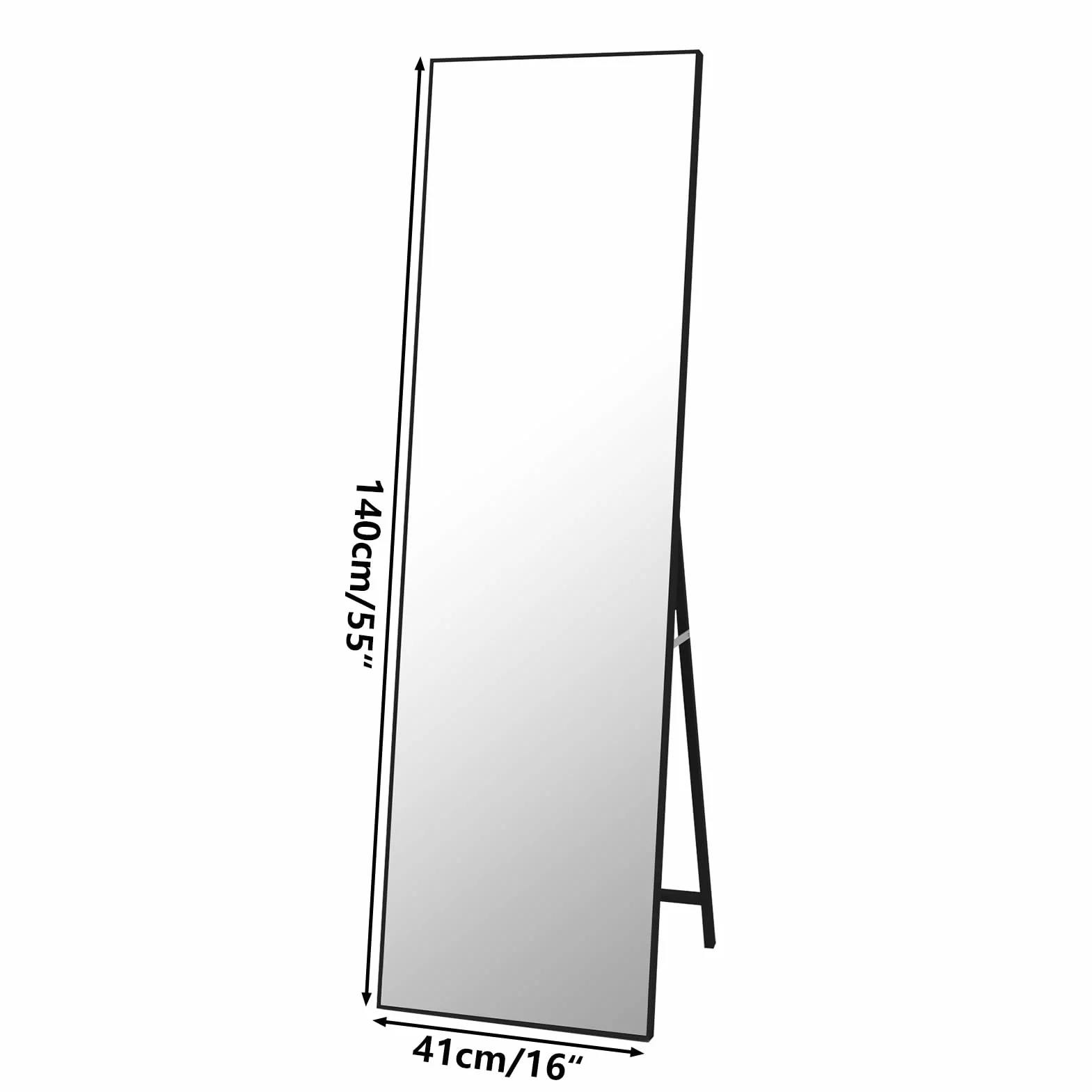 Miroir sur pied Noir 140 x 41 cm pour salon et chambre