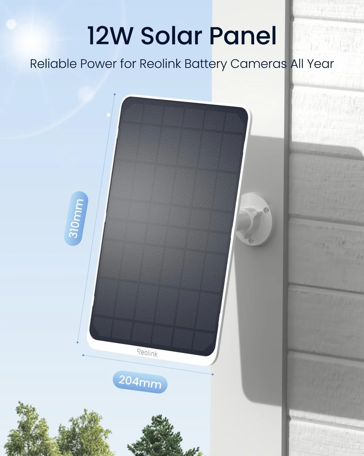 Reolink Panel Słoneczny 12 W do Kamer Zewnętrznych Zasilanych Akumulatorem, Odporny Na Warunki Atmosferyczne IP65