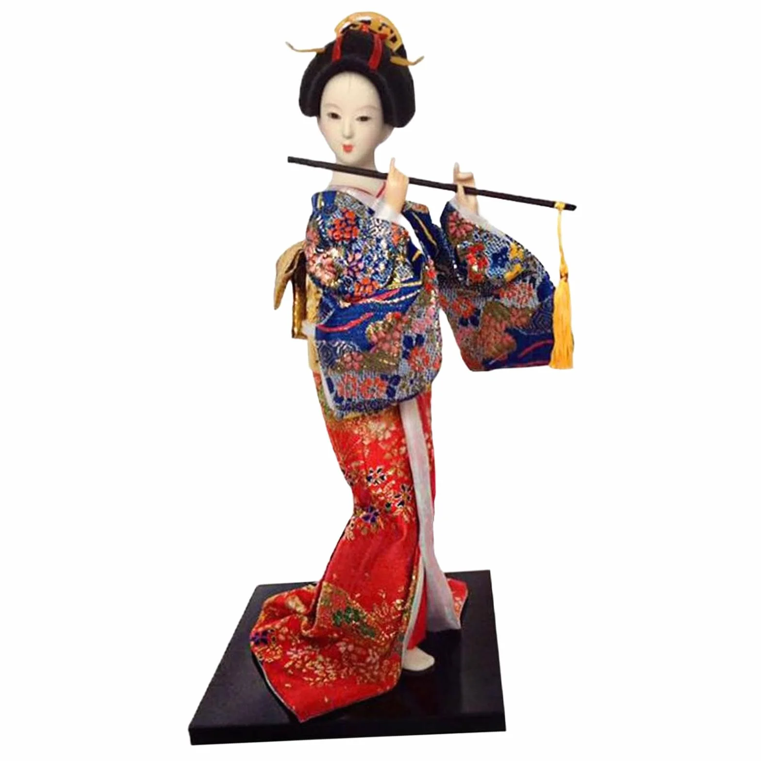 MagiDeal Geisha japonaise 12 pouces figurine miniature statue dame bleu rouge