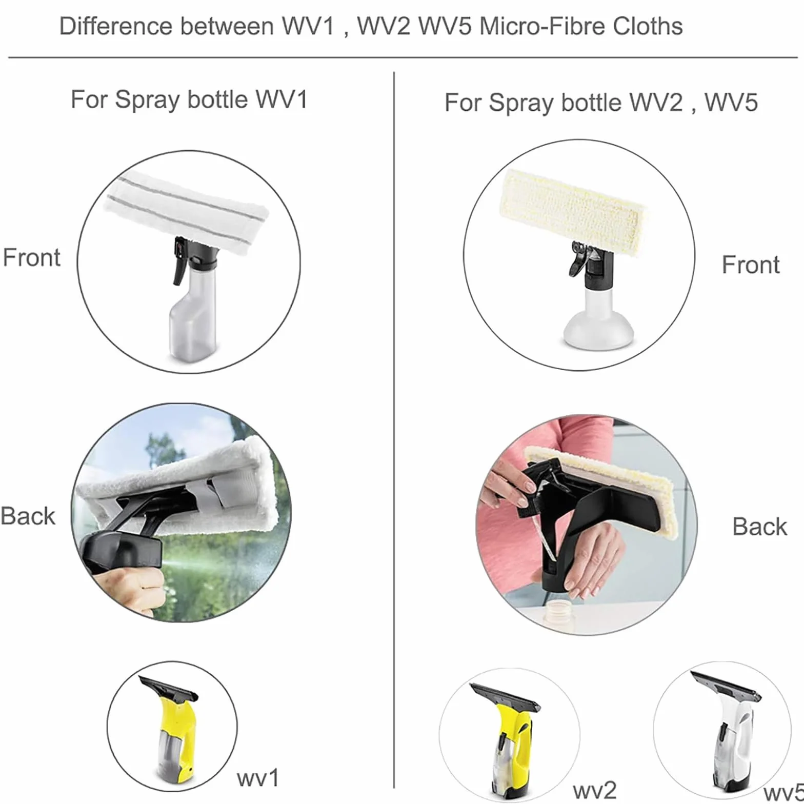 Karcher WV1 WV50 WV75 chiffons microfibre lot de 3 bonnettes accessoire nettoyeur vitres