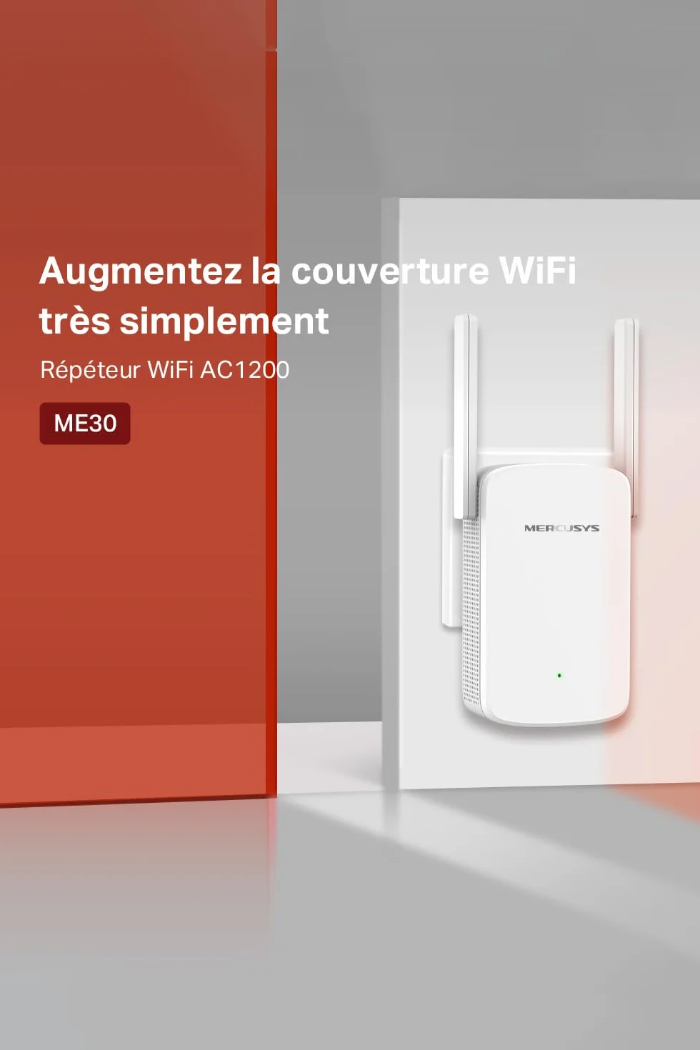 TP-Link MERCUSYS Répéteur WiFi AC1200, Amplificateur WiFi avec Port Ethernet, ME30