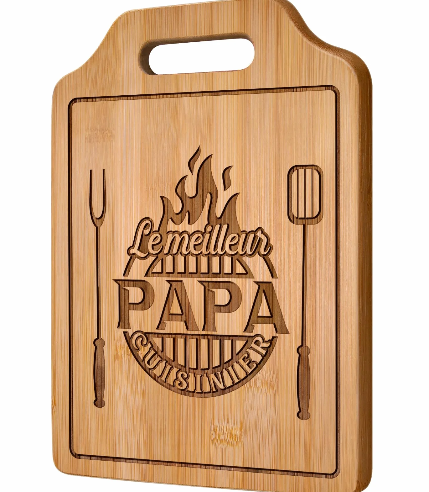 Planche à Découper en Bambou Gravée Cadeau Fête des Pères 31,2×22,0×1,0 cm