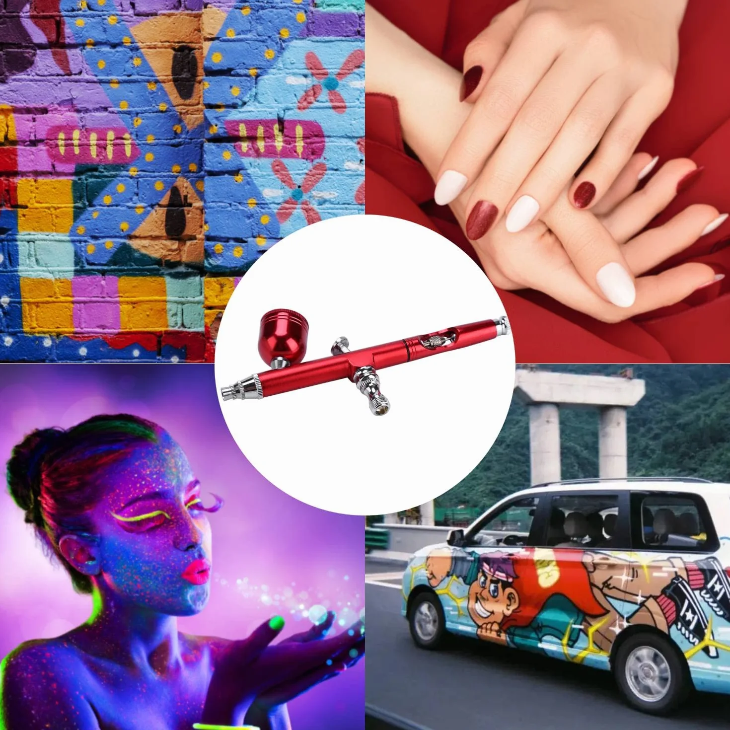 Kit aérographe 0.3 mm double action alimentation par gravité 2 couleurs pour peinture artisanat modèle