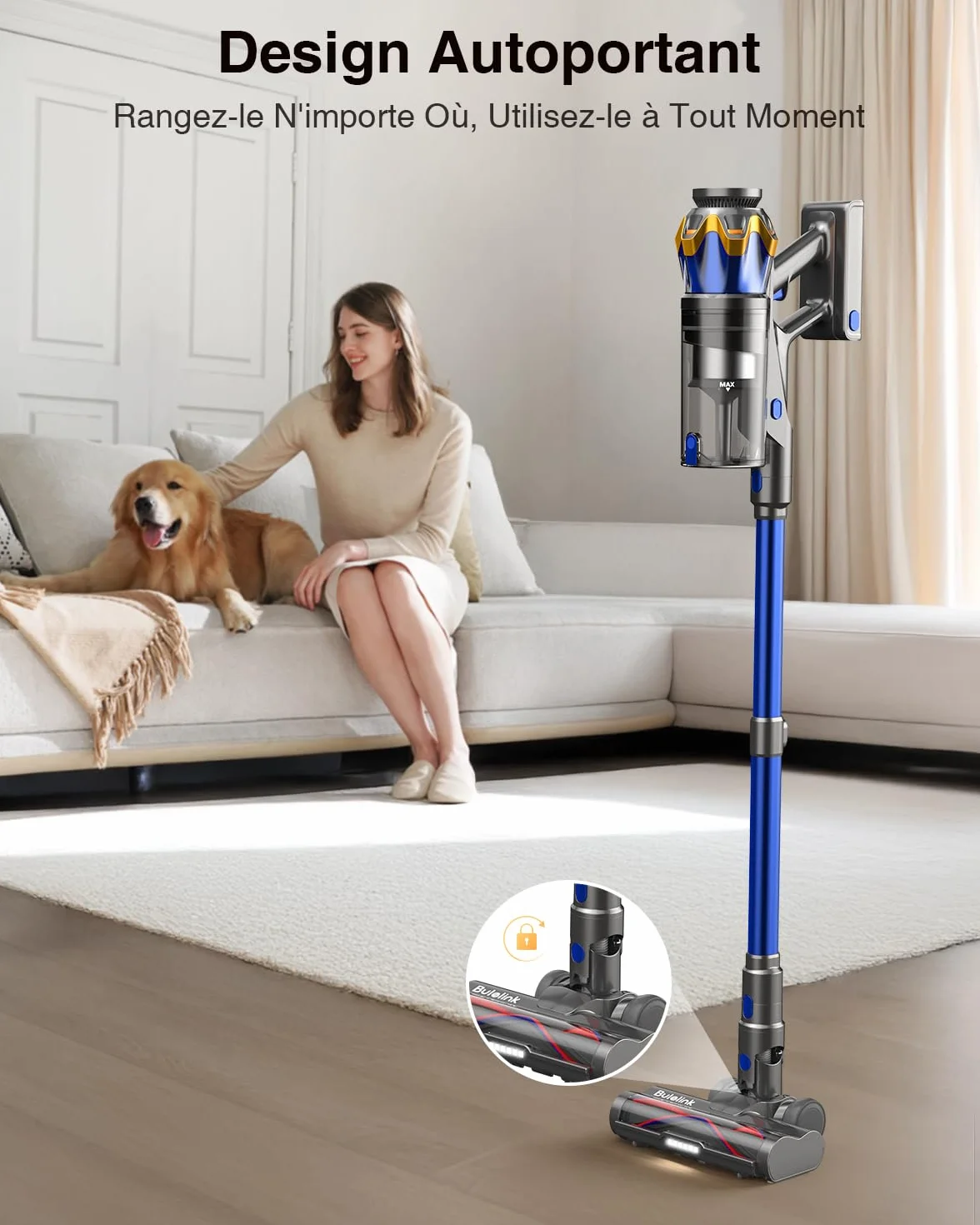 Aspirateur Balai sans Fil 650W 55KPA 70min 1.6L Brosse Anti-Enmêlement OLED Écran Tactile