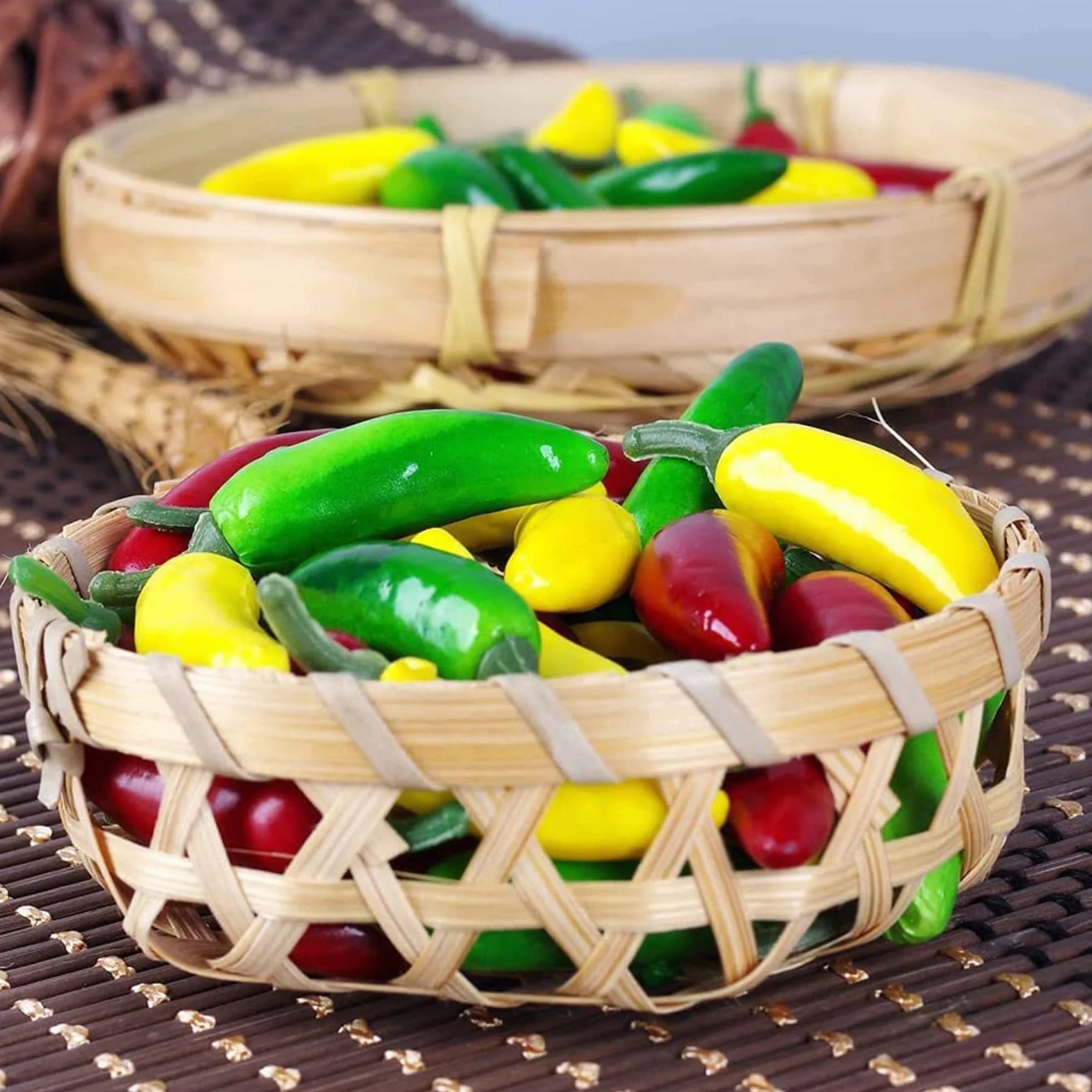Artificielle Petit Piment Guirlande de légumes Décoration Cuisine Photo Prop Suspendu 60 pièces Rouge