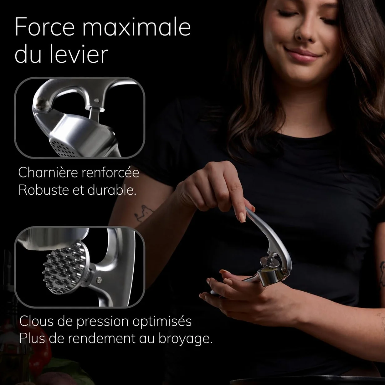Presse Ail Premium Hachoir Broyeur Facile Utiliser Nettoyer Écrase Ail Gingembre Solide Durable