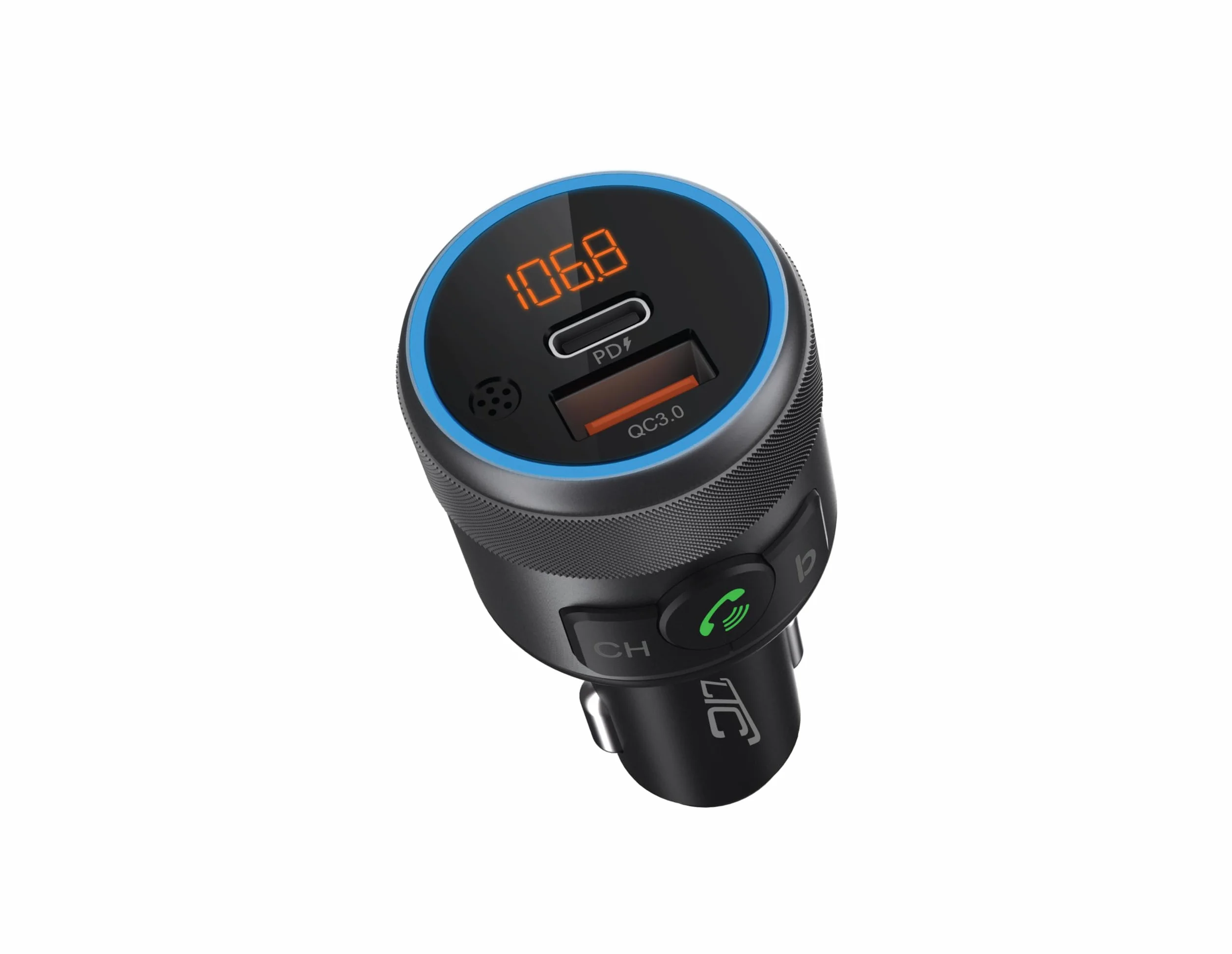 LTC Transmiter Samochodowy LTC TR252 z Bluetooth 5.1 - Wysoka Jakość Dźwięku, Zestaw Głośnomówiący, Szybka Ładowarka Power Delivery 3.0, Tester Napięcia Akumulatora