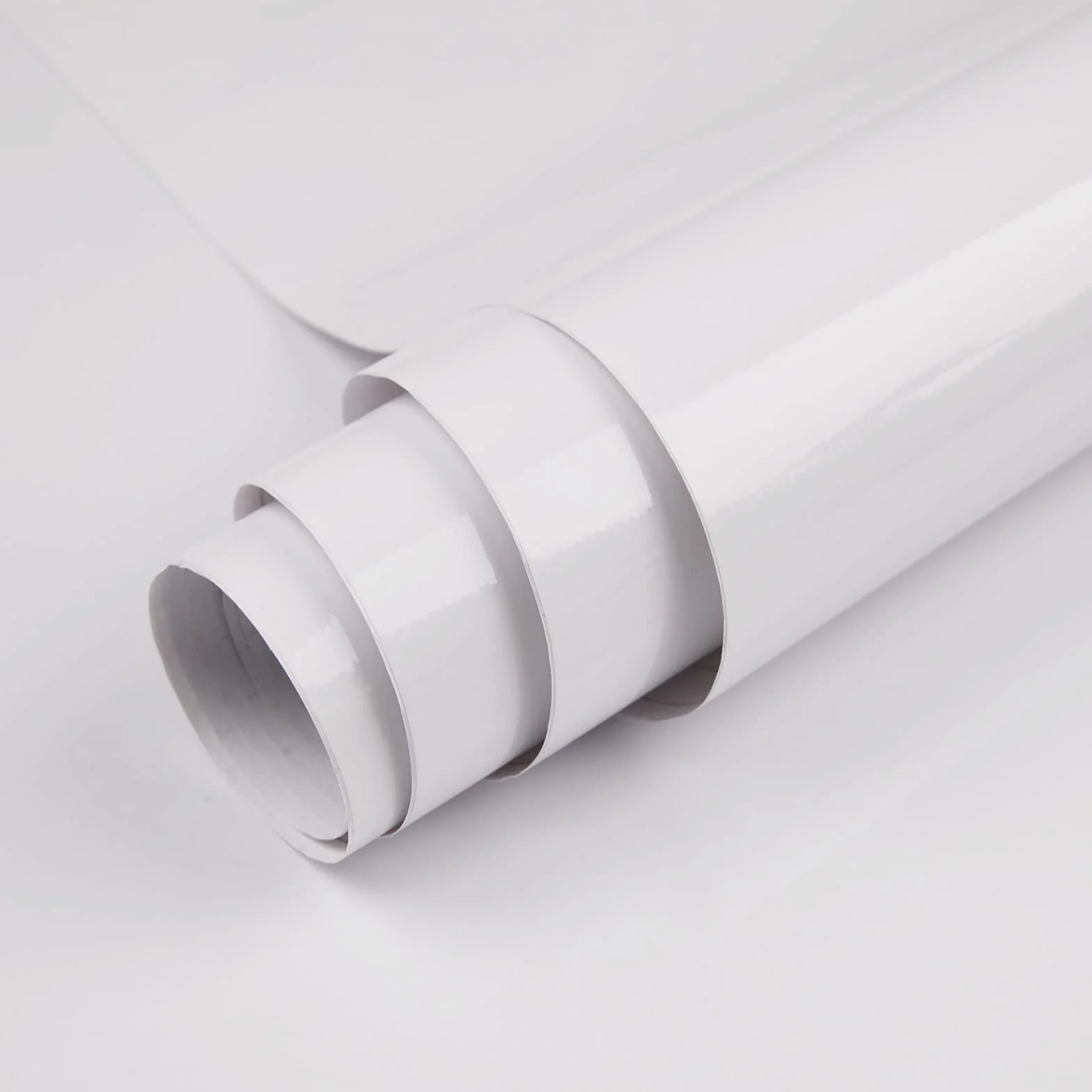 Papier Adhésif Blanc Glossy pour Meuble 30×200cm, Film Autocollant Vinyle Imperméable