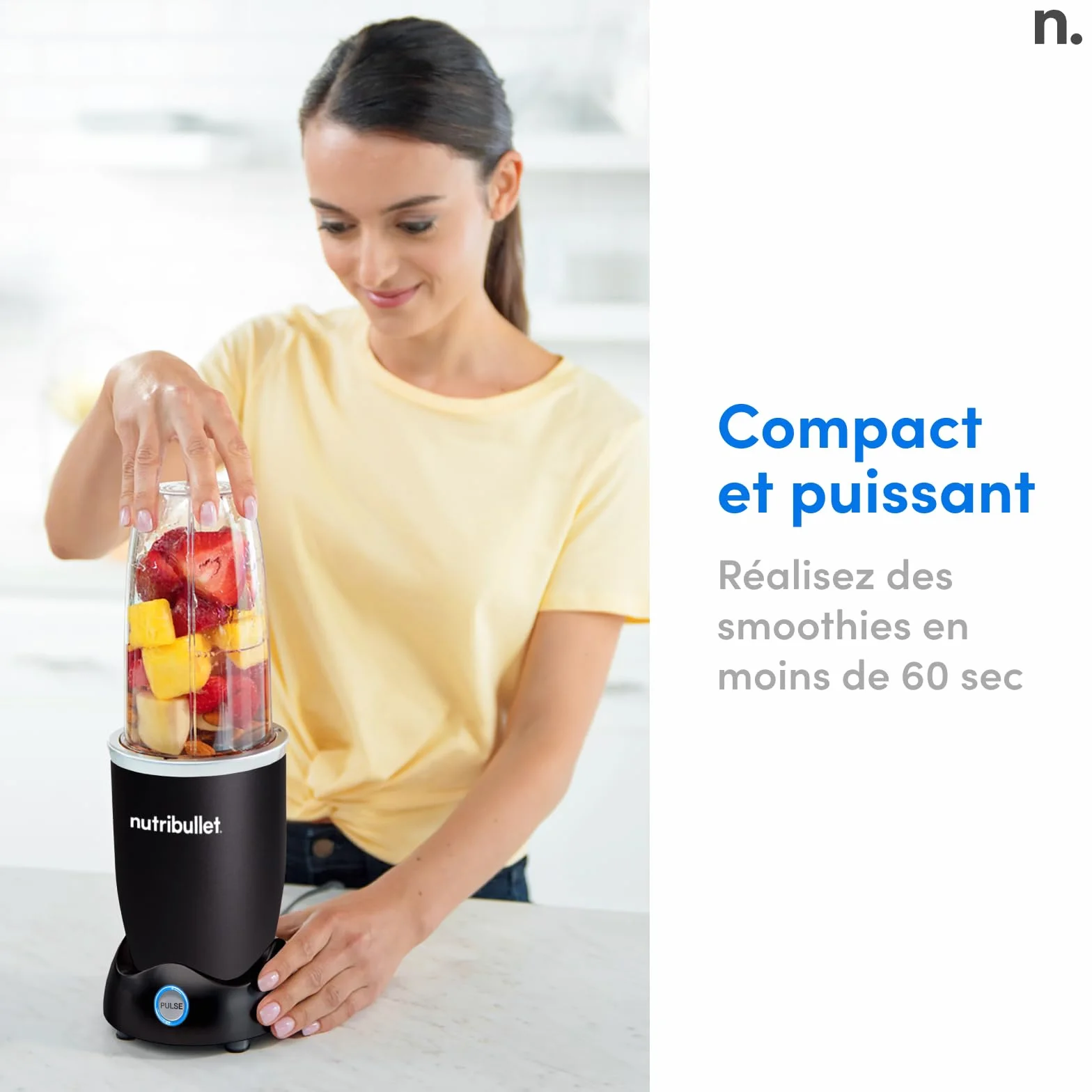 Nutribullet Pro 1200, Blender électrique, Broyeur, Smoothie Blender, Blender multifonctions, puissance 1200w, verres 700ml et 900ml, noir, NB120MB