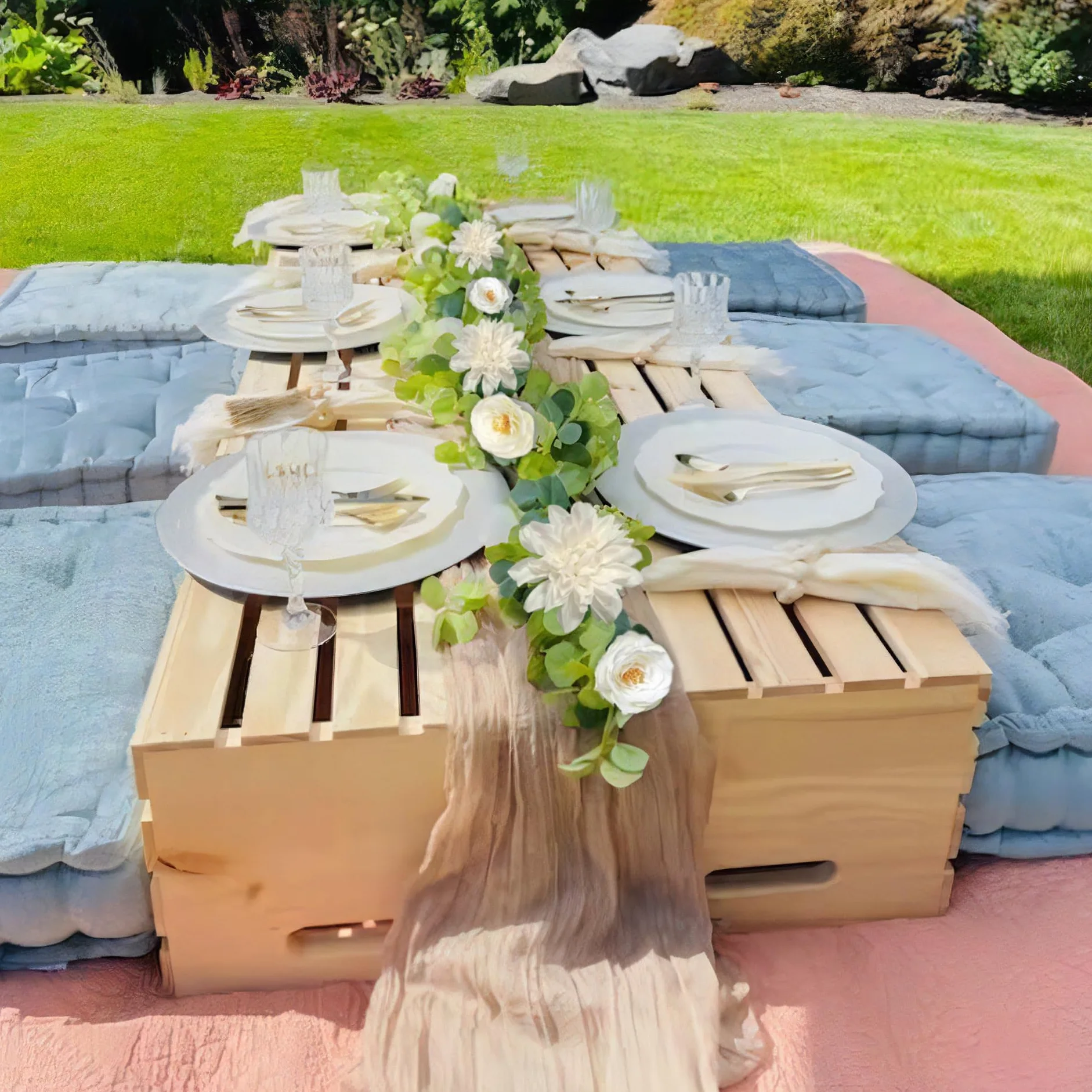 Guirlande Pivoine Artificielles 190cm Soie Décoration Mariage Blanc