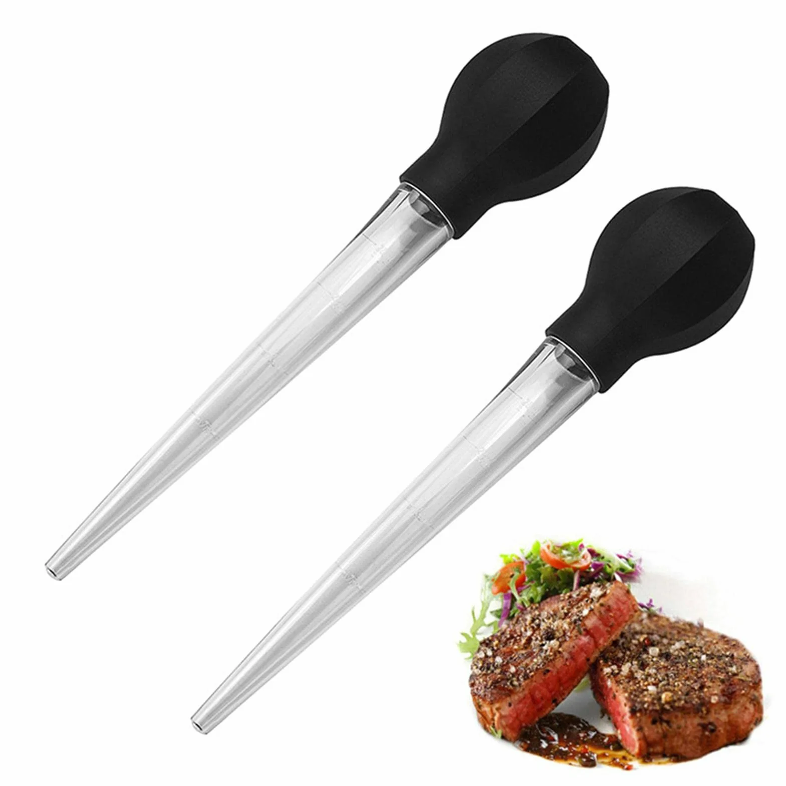 Poire à dinde avec brosse de nettoyage, ampoule à ventouse pour cuisson rôti, bœuf, porc, barbecue (noir)