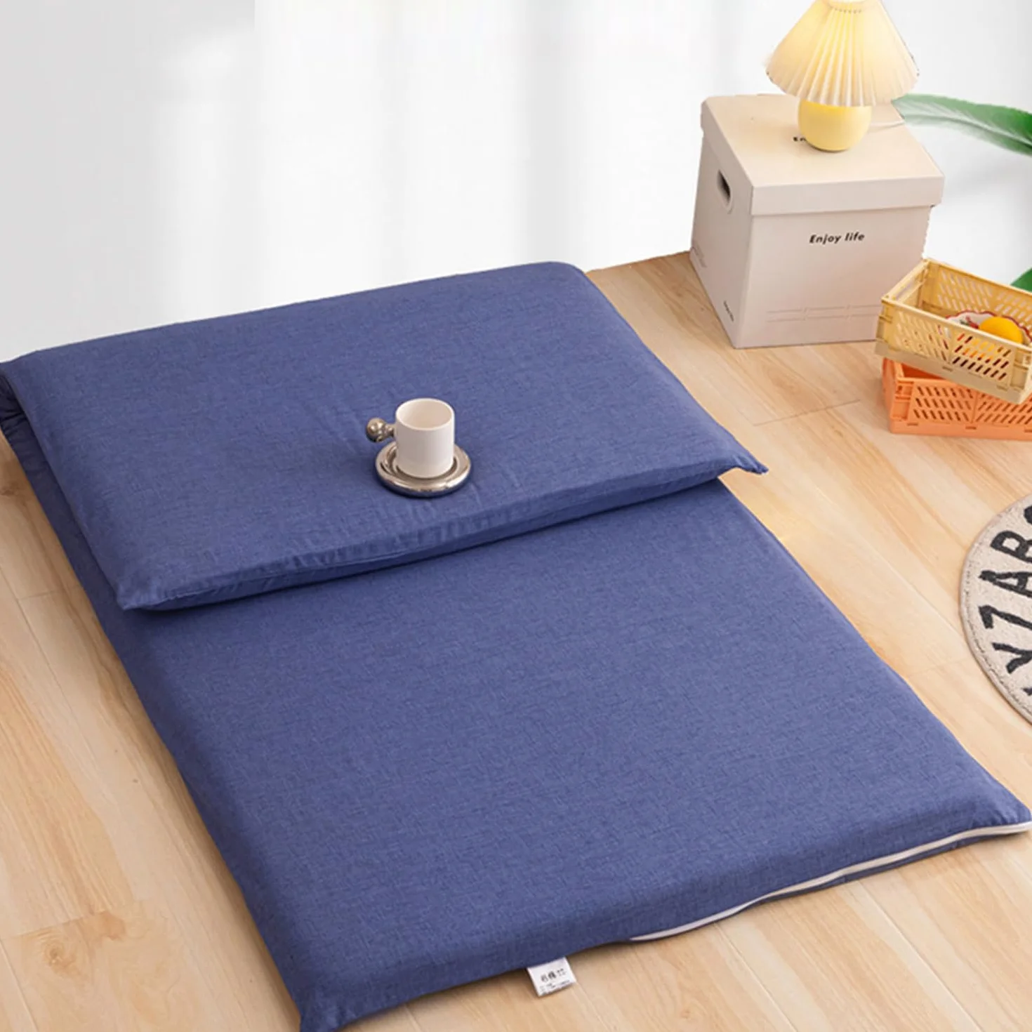 Housse De Futon 100% Douce Pour Matelas De Sol Shikibuton Traditionnel, Housse De Protection Pour Tapis De Tatami En Coton Lavable Avec Fermeture Éclair, Gray, 80x190cm