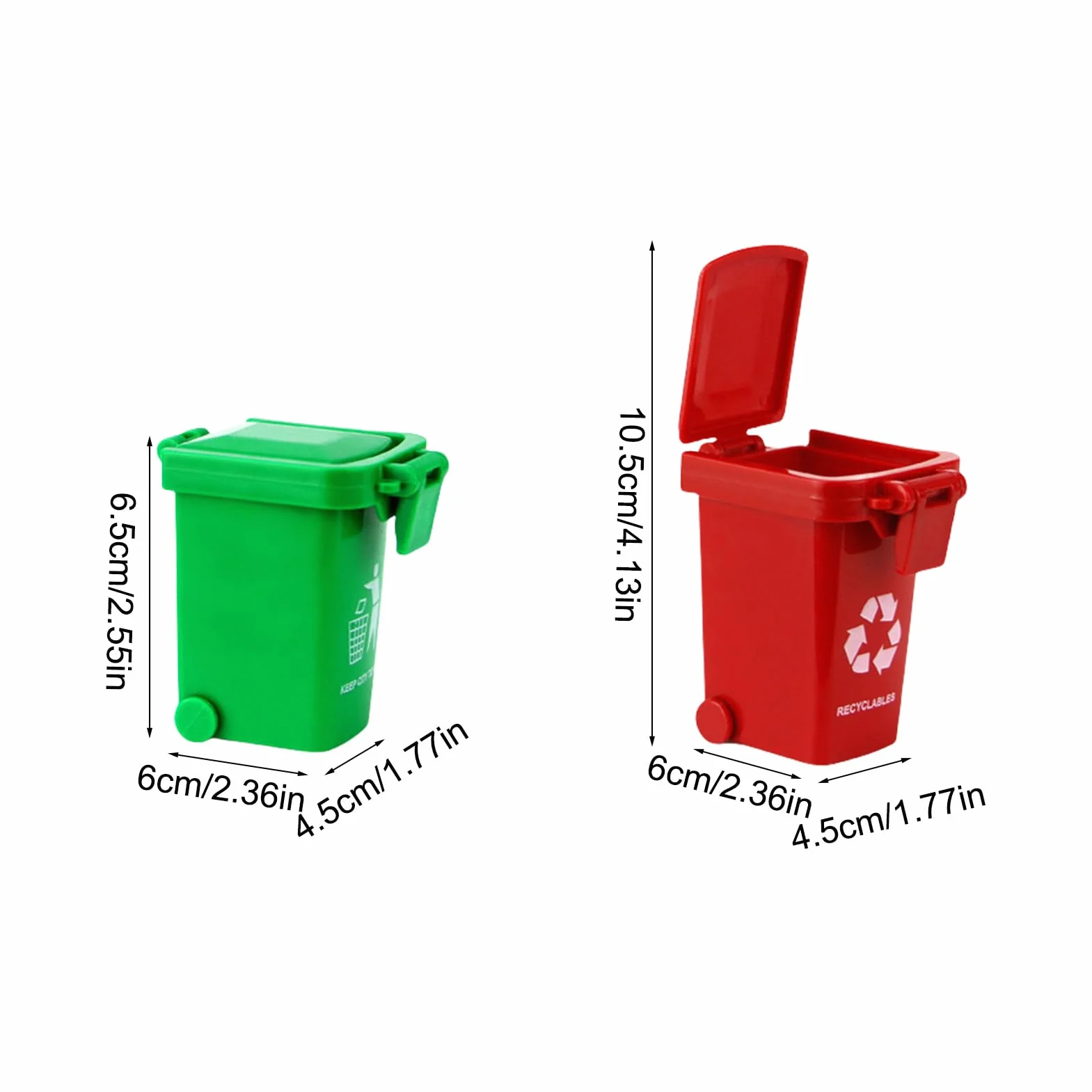 Poubelle Miniature avec Couvercle et Roues, Tri Sélectif Portable pour Bureau Table