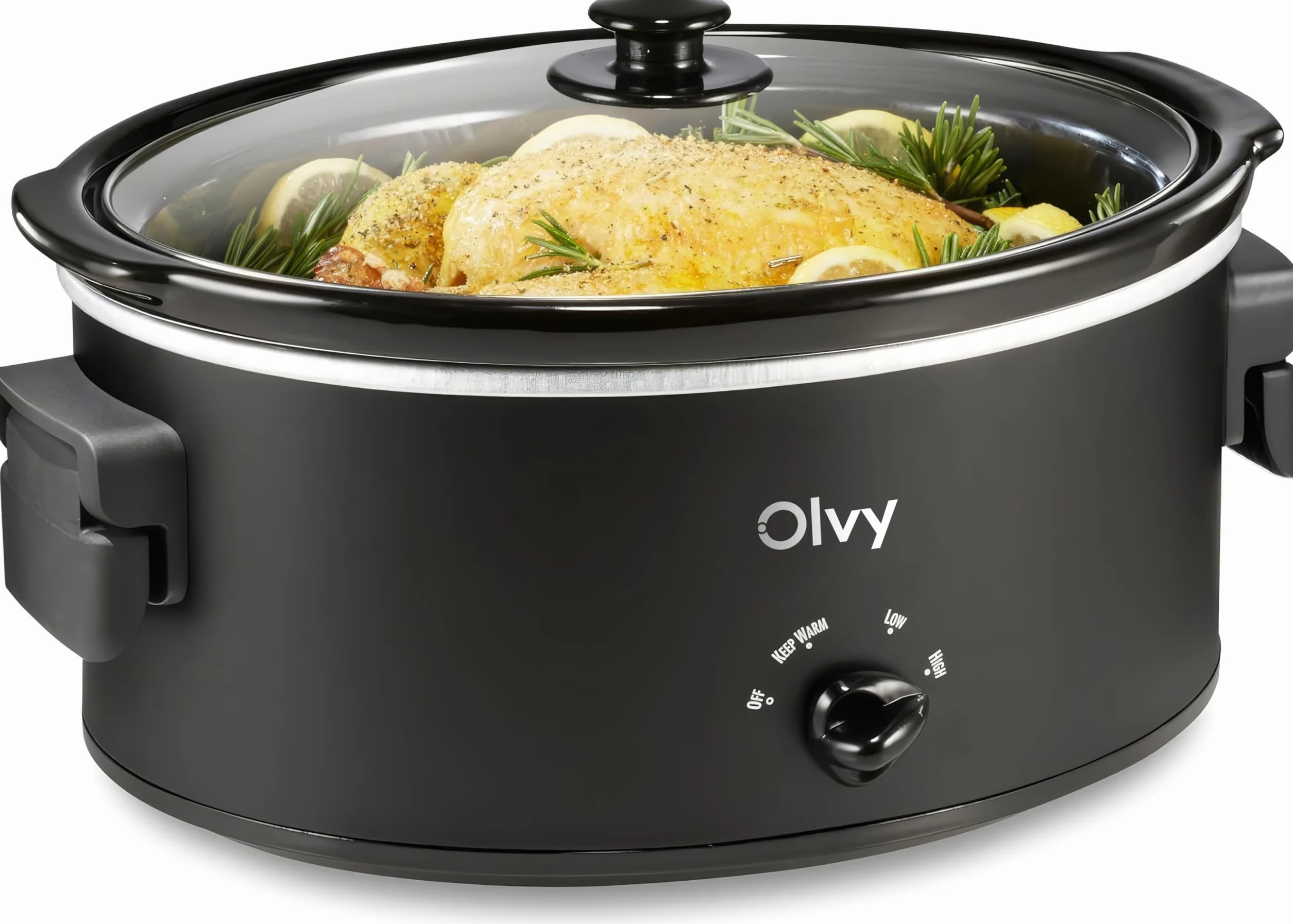 Olvy Mijoteuse 6 l en céramique avec 3 niveaux de cuisson et poignées pliables