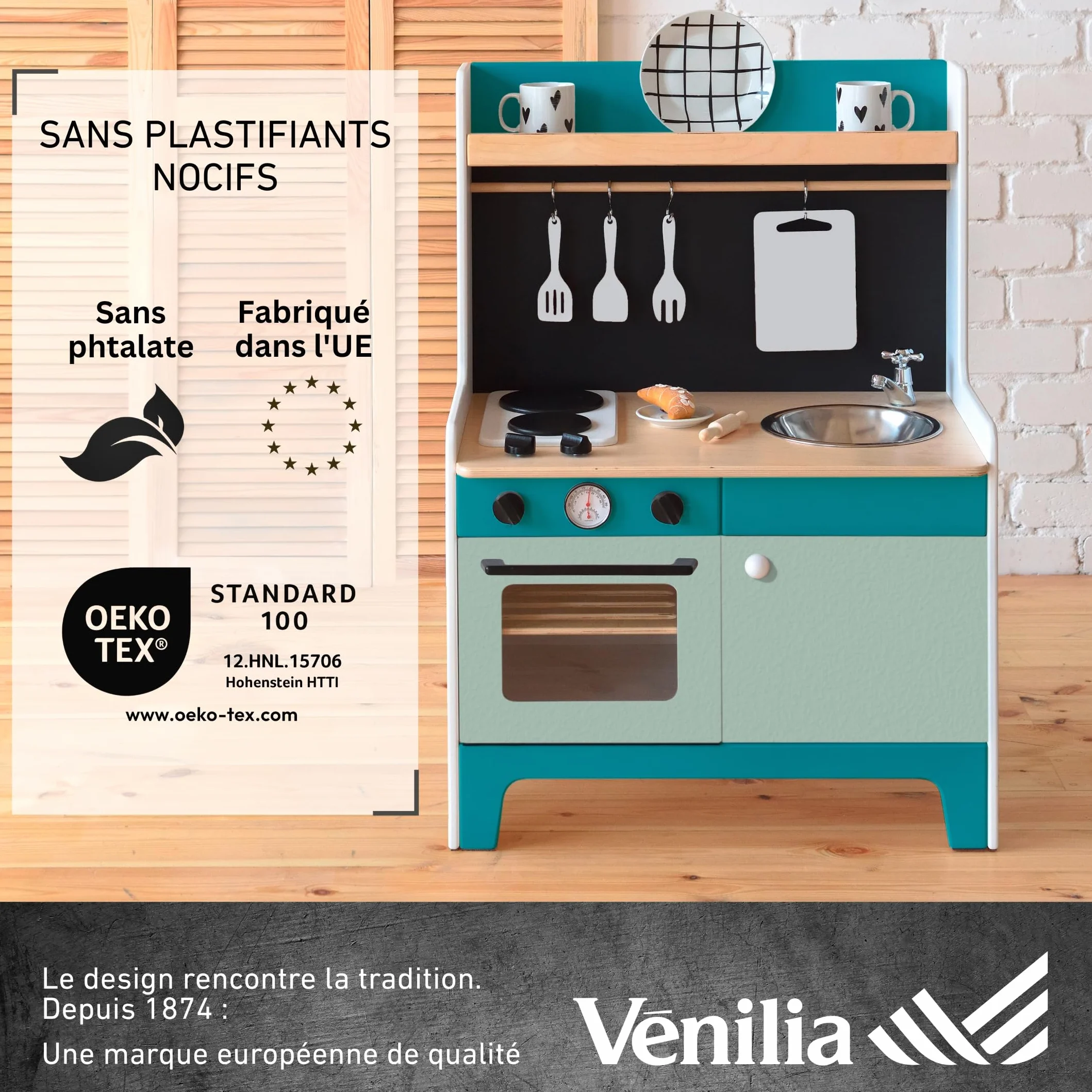 Vénilia Film adhésif Unimat Vert sauge 45 cm x 2 m Décoratif meubles PVC sans phtalates Fabriqué UE