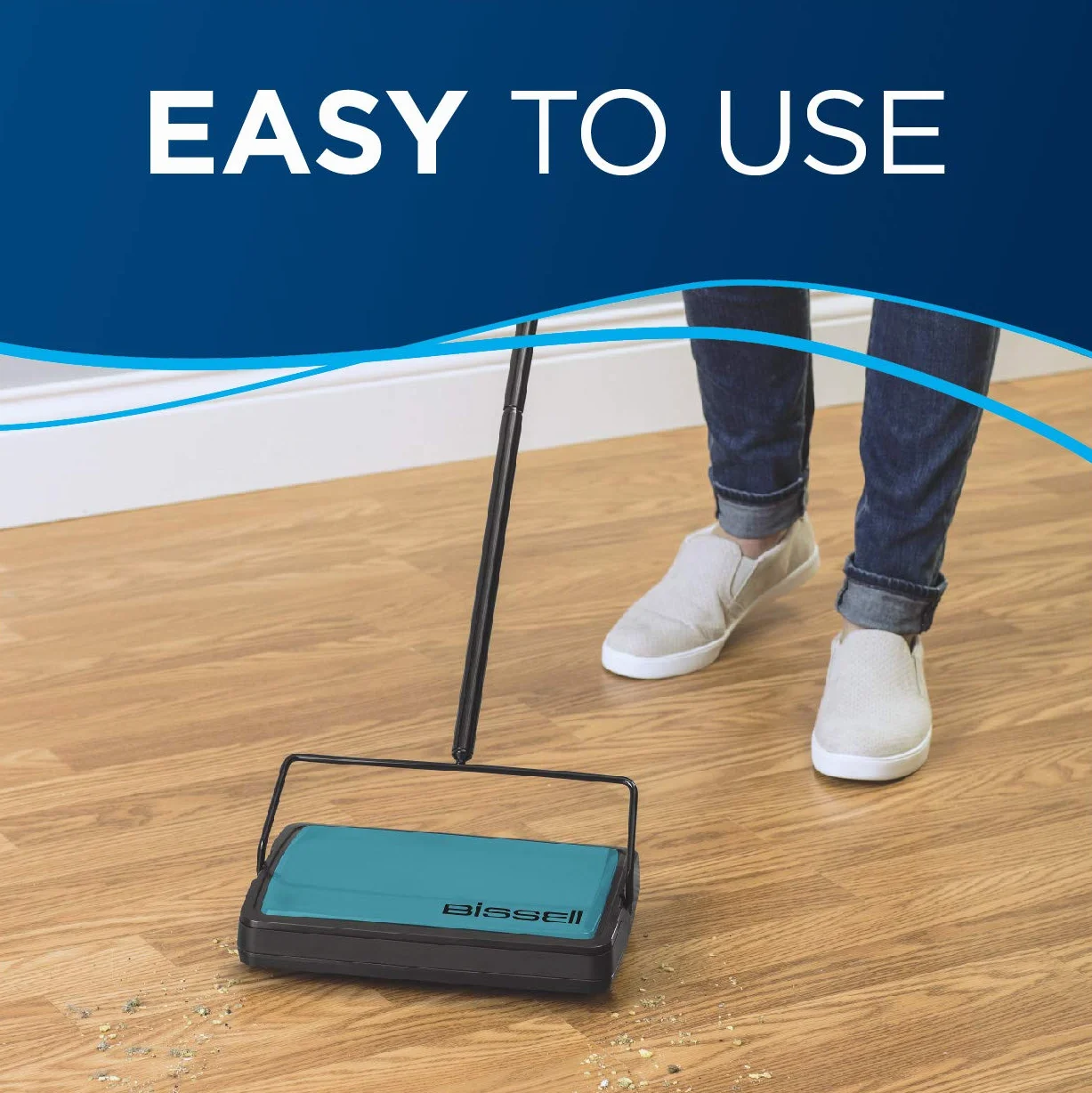 Bissell Easy Sweep Balai Compact pour Tapis et Sol, 2484A, Bleu Sarcelle