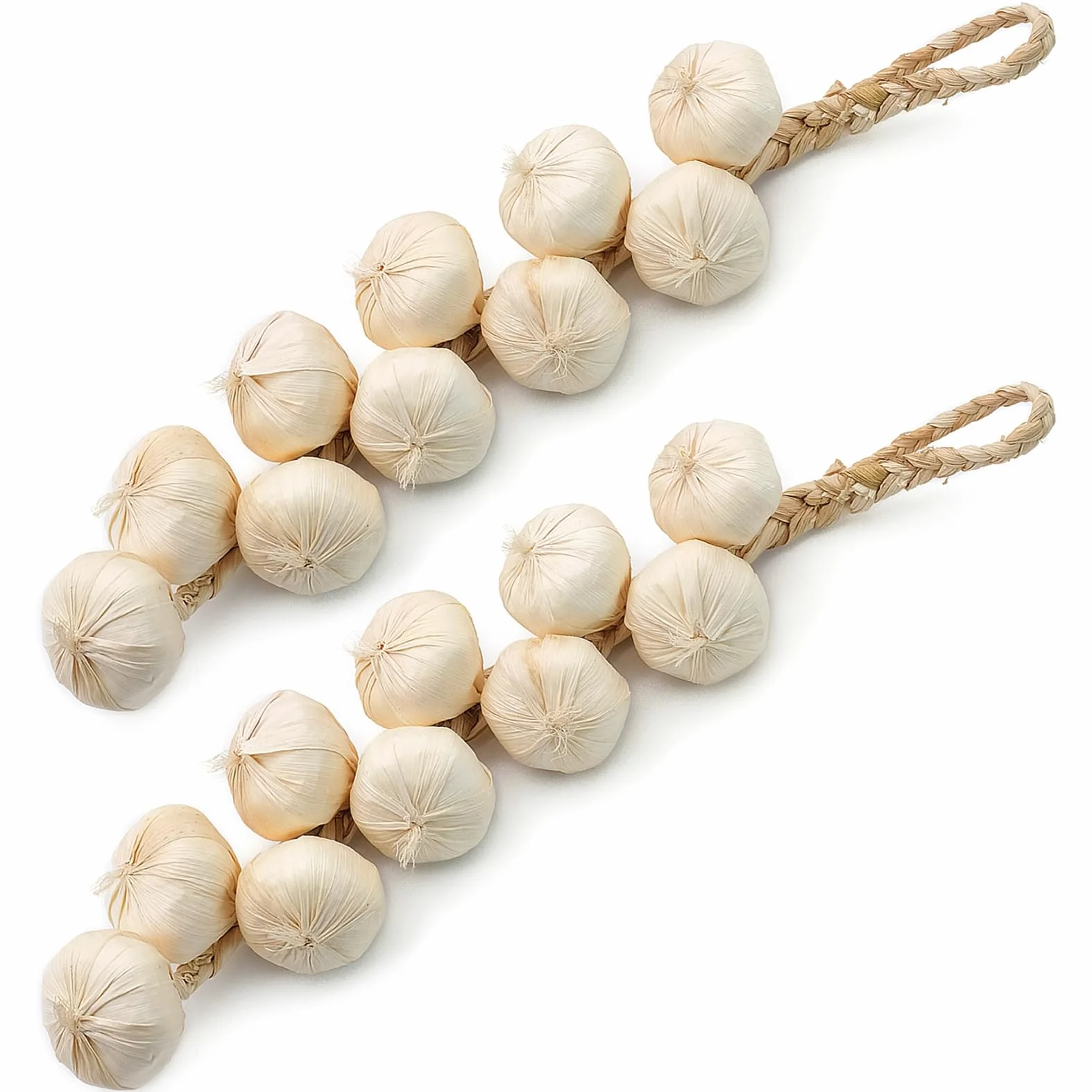 Ensemble de 2 brochettes d'ail en Mousse Artificiel, Décoration d'Automne pour Maison, Cuisine, Jardin