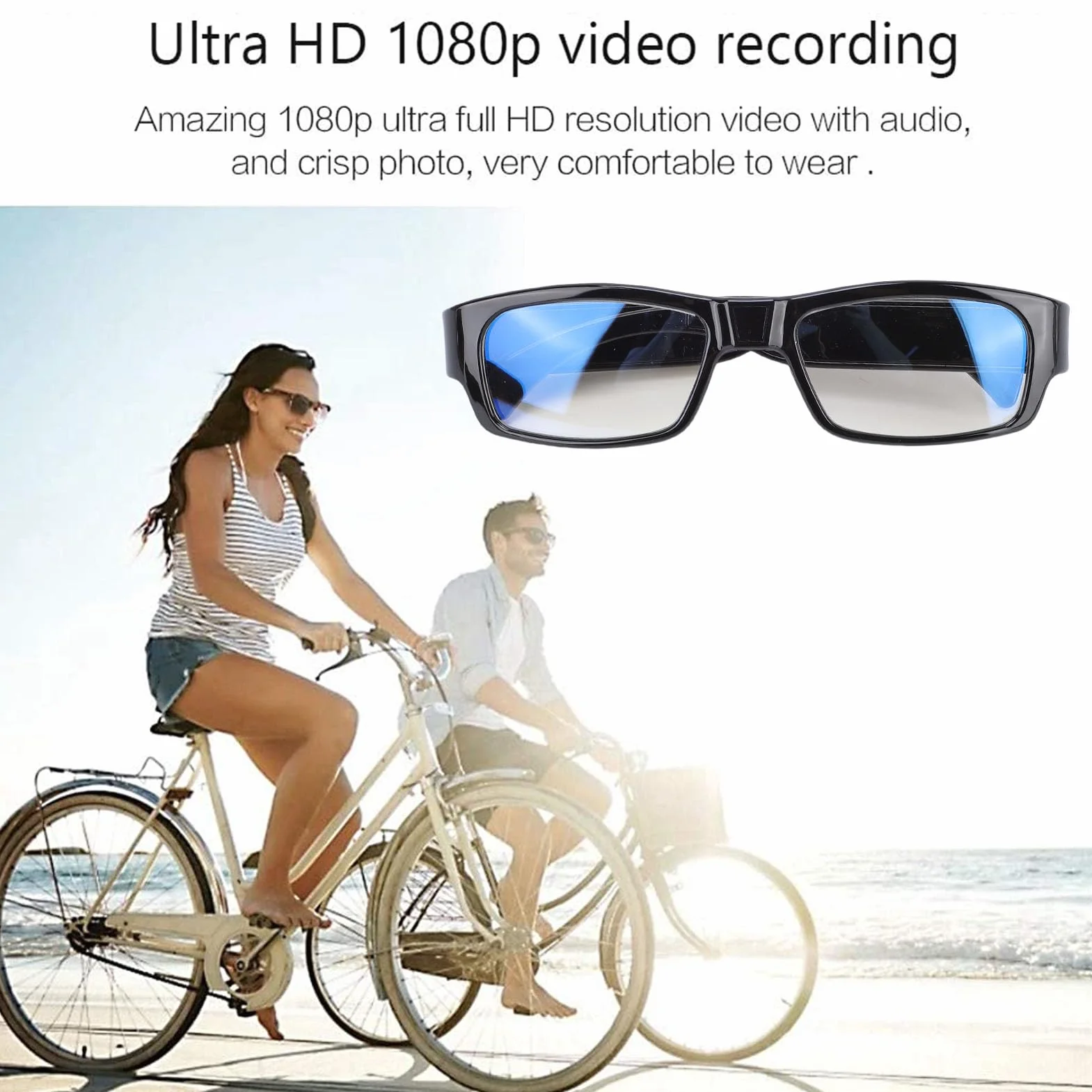 Ejoyous Okulary Sportowe z Aparatem, Mini Kamera Akcji 1080P HD Nagrywanie Wideo Podczas Jazdy na Rowerze na świeżym Powietrzu