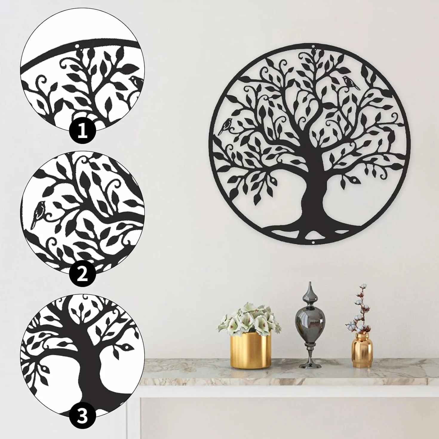 Grande décoration murale arbre de vie en métal 60 cm à suspendre RPixc