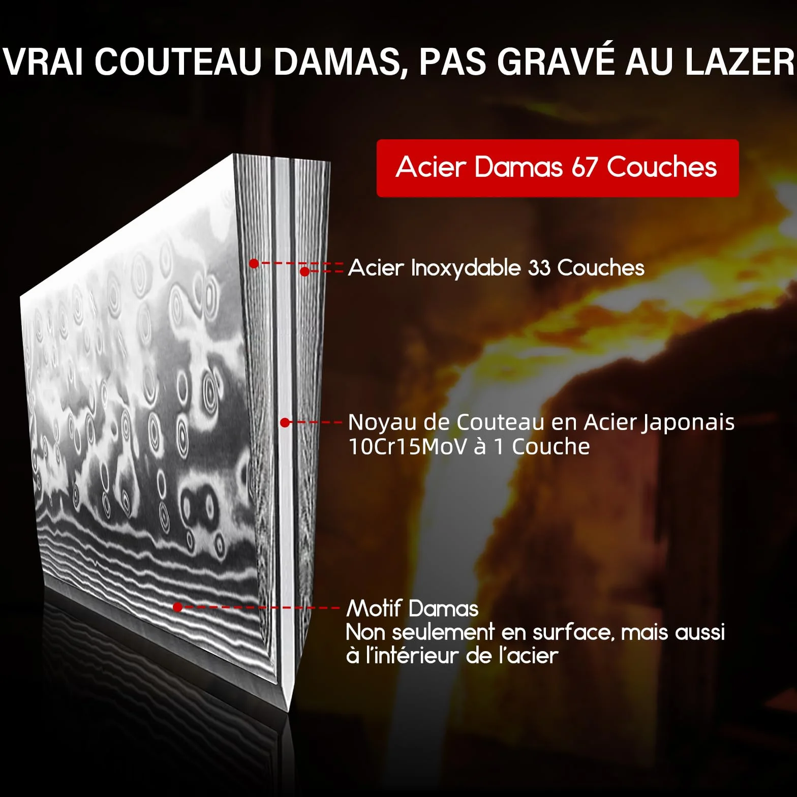 SHAN ZU Couteau Japonais de Chef 20cm, Couteau Damas Acier Japonais 67 Couches, Poignée G10 PRO Series