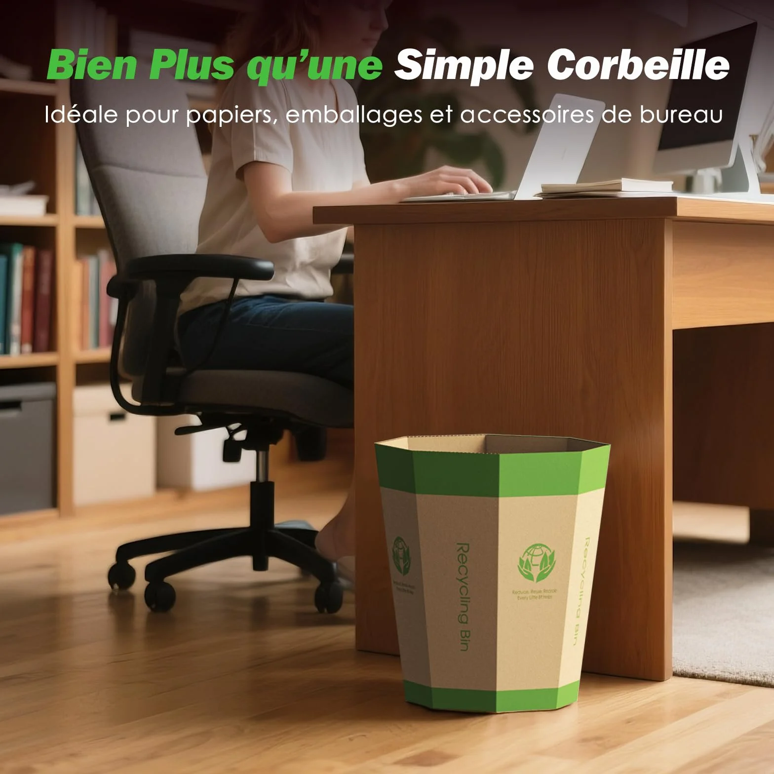 Corbeilles Papier en Carton Repliables 12L Lot de 6 - Poubelles Recyclables Sans Plastique pour Bureau Maison