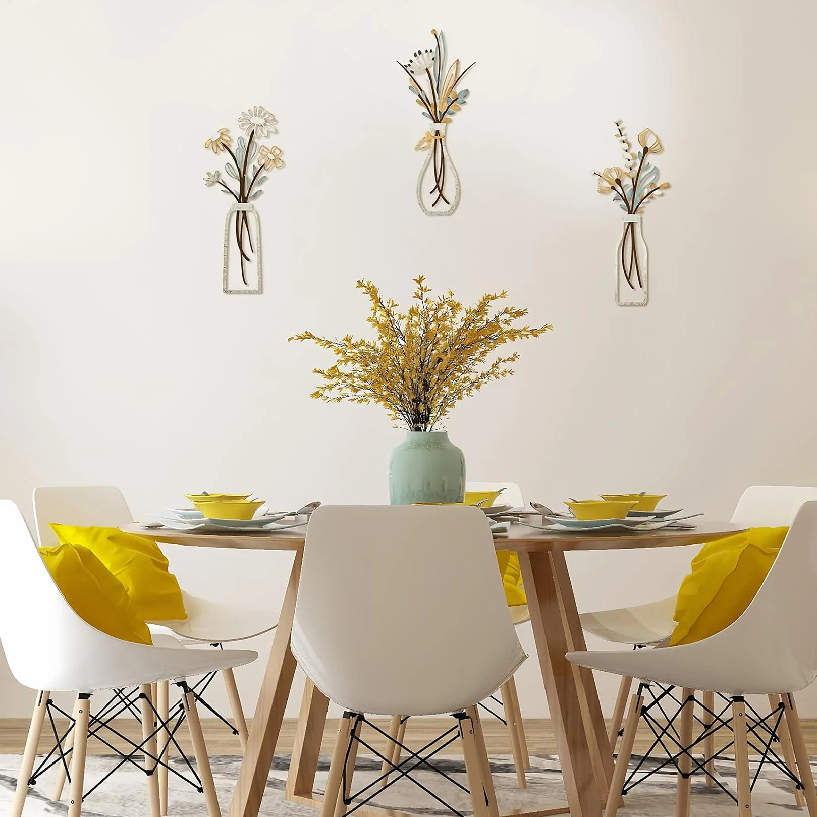 Mailfull 3 Pièces Décoration Murale Métal Fleur Déco Murale Moderne pour Salon