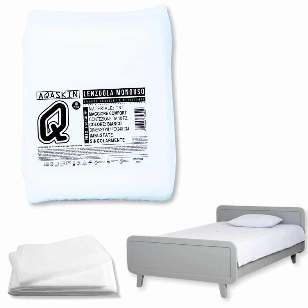 Draps Jetables en TNT 140 x 240 cm, Blanc, Lot de 10