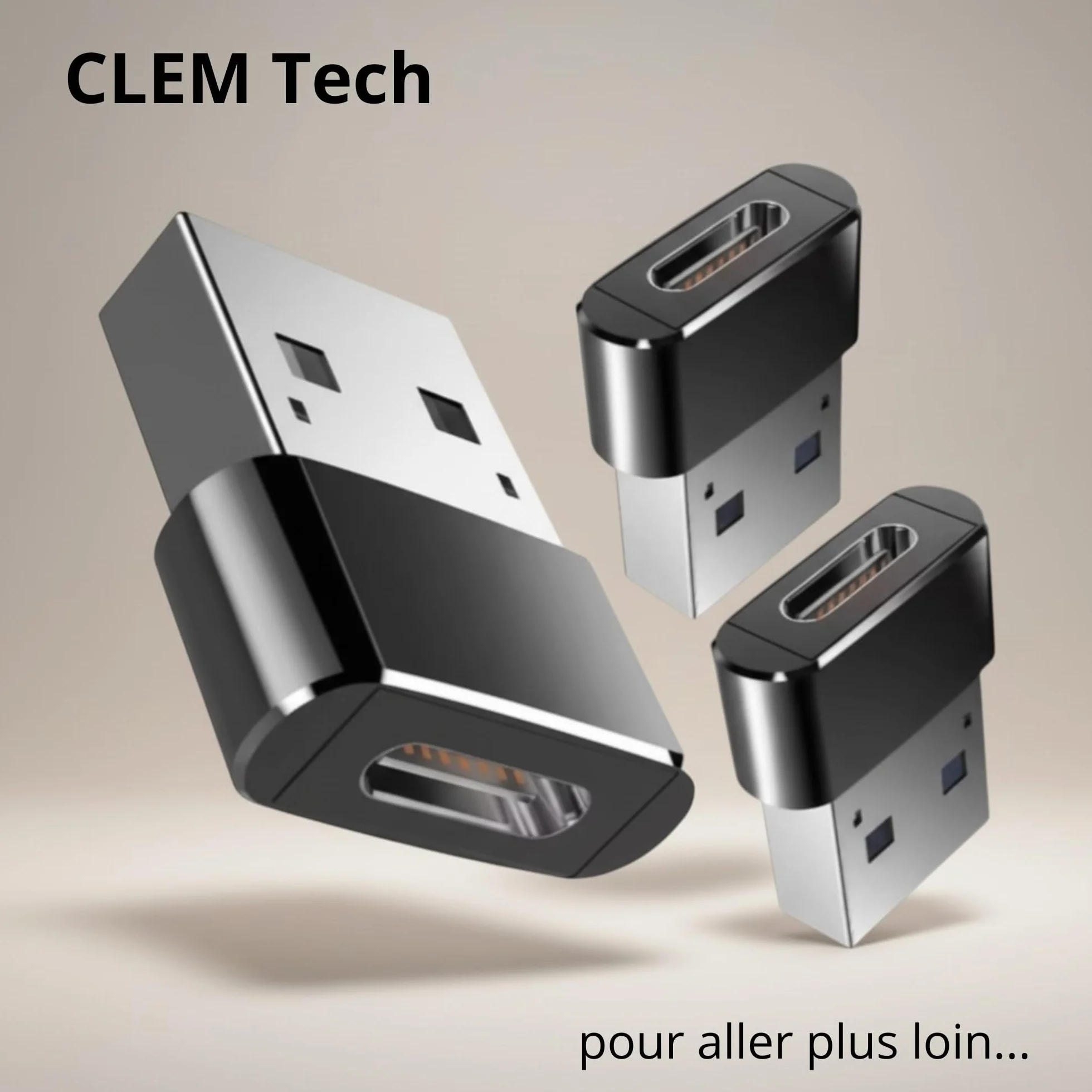 Adaptateur USB C vers USB Lot de 3 Type C Femelle vers USB A Mâle 480Mbps Aluminium Compatible iPhone 15/16 Samsung Galaxy Xiaomi PC MacBook Noir