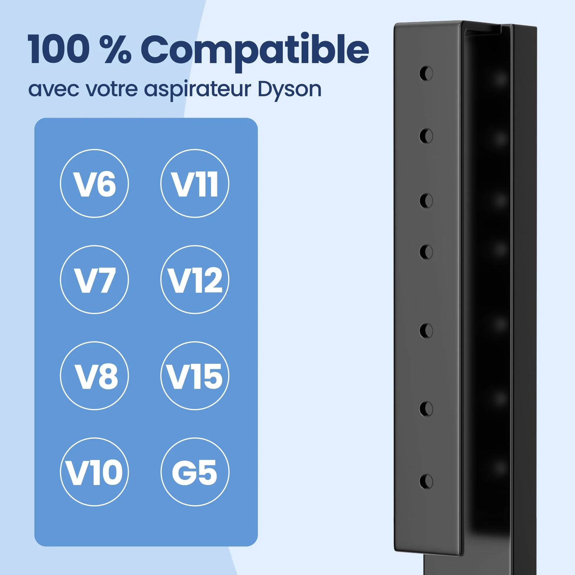 pickpiff Support pour aspirateur Dyson sur pied, compatible V15 V12 V11 V10 V8 V7 V6 / DC58 DC59 DC62 DC74 – rangement pour accessoires, gain de place, installation facile