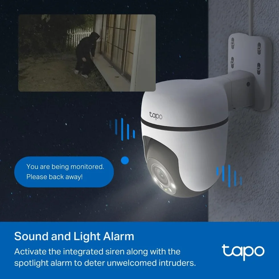 Tapo C510W (2 sztuki) Zewnętrzna kamera WiFi 2K 3 MP, widzenie 360 °, kolorowe widzenie nocne, kamera monitorująca IP, czujnik ruchu, wodoodporna IP65, dwukierunkowy dźwięk, Alexa, 2 sztuki