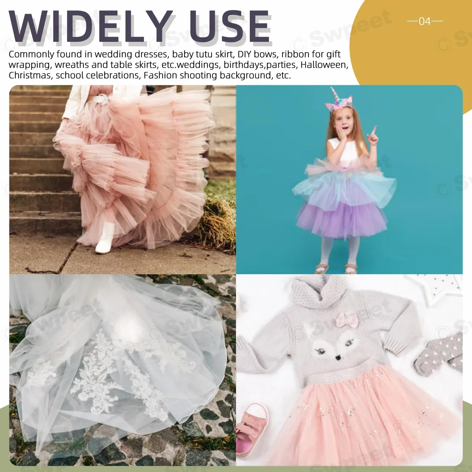 Swpeet 6 pouces 100 mètres Orange Tulle Tissu Rouleau Polyester Bobine pour Décorations Mariage