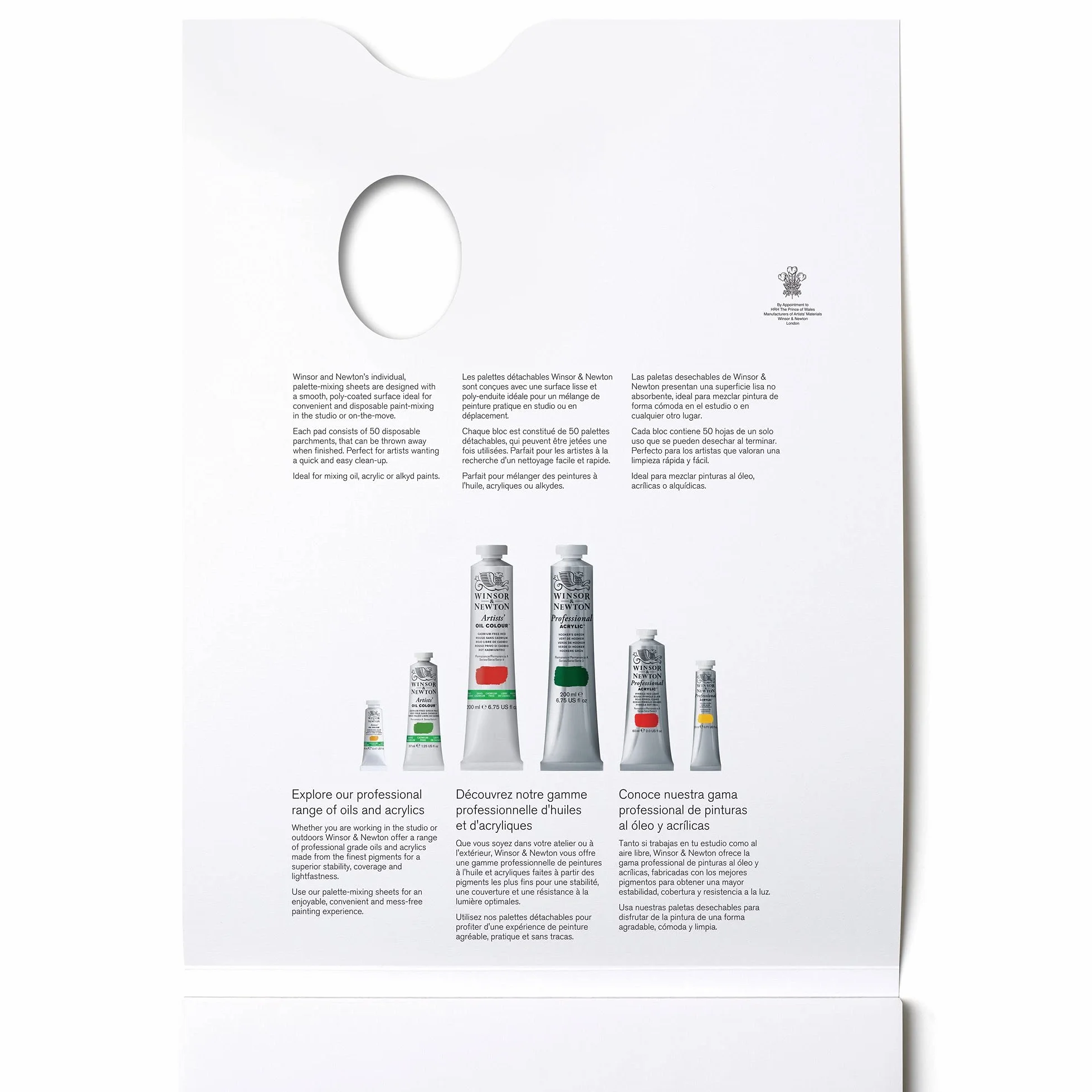 WINSOR & NEWTON Papier Palettes Pelables Bloc 22,9x30,5cm 50 Feuilles