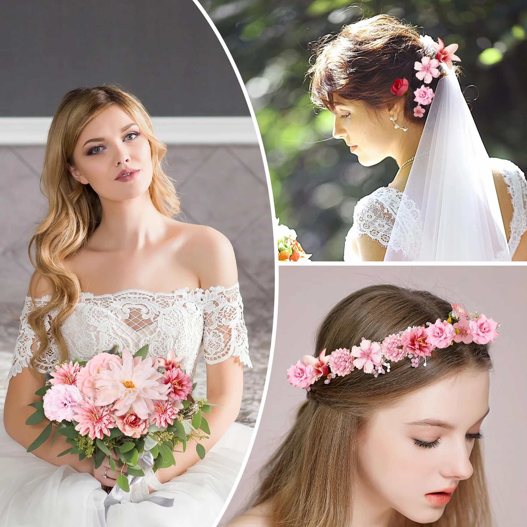 Fleurs Artificielles Deco 42 Pièces Petite Tête de Fleur Rose 2-13cm pour DIY Bricolage Scrapbooking Decoration