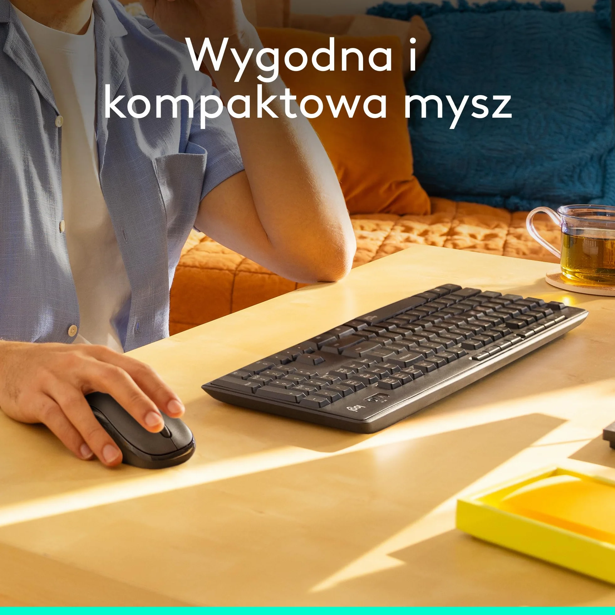 Logitech MK295 Silent, zestaw myszy i klawiatury z technologią SilentTouch, pełną klawiaturą num., zaaw. czujnikiem opt., łącznością bezprzew. bez opóźnień, 90% cichszą pracą, QWERTY US Intl - Szary