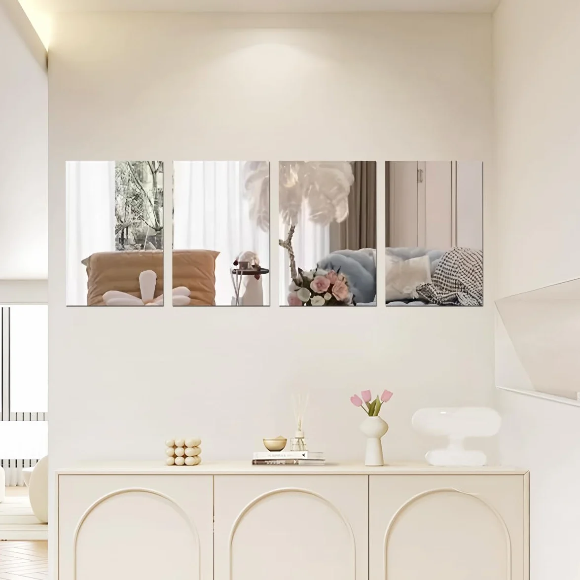 Miroirs autocollants acrylique HD lot de 4 miroir mural rétro coller grand miroir complet maison