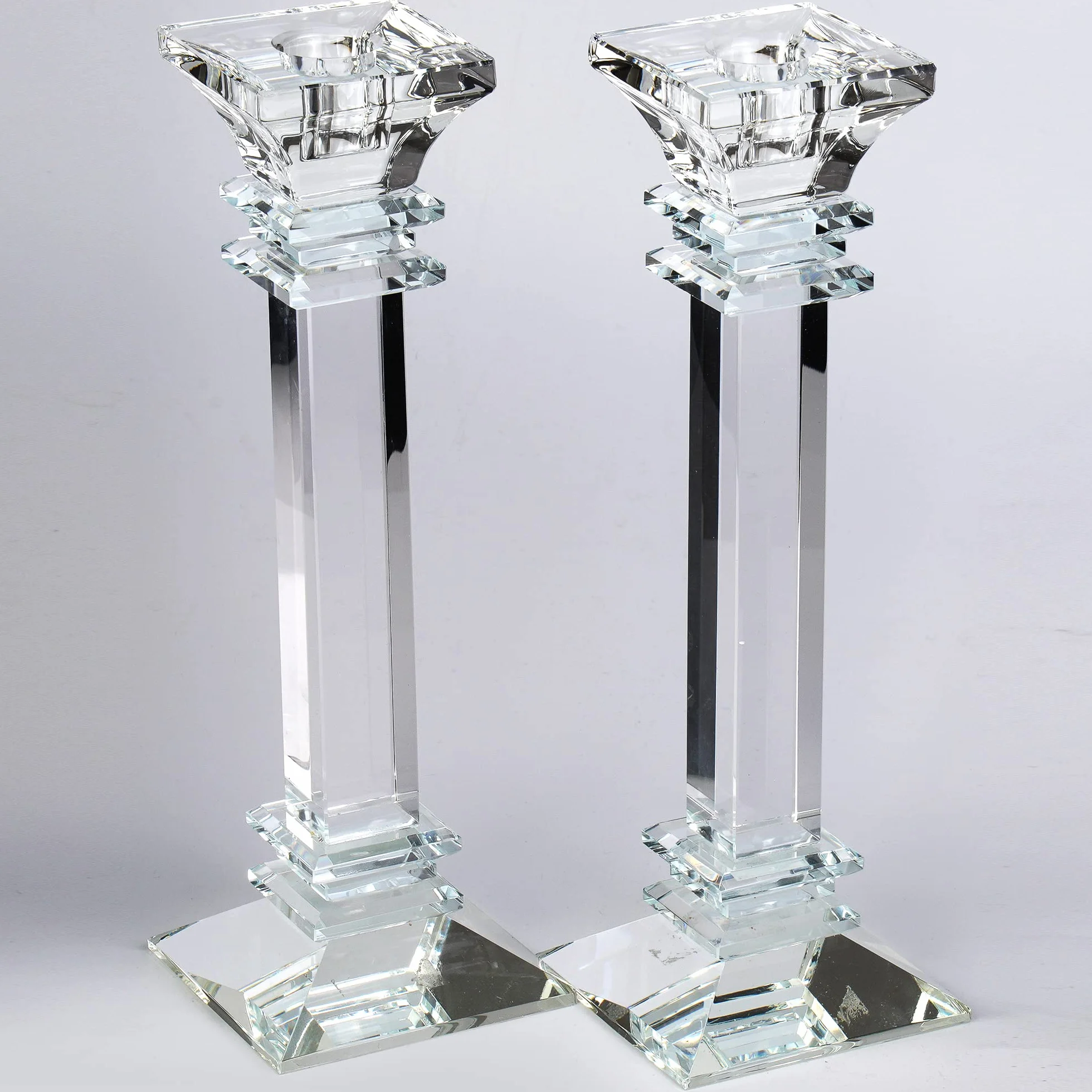 Lot de 2 bougeoirs en Cristal de 30 cm de Haut – Décoration d'intérieur Ultra élégante et Moderne